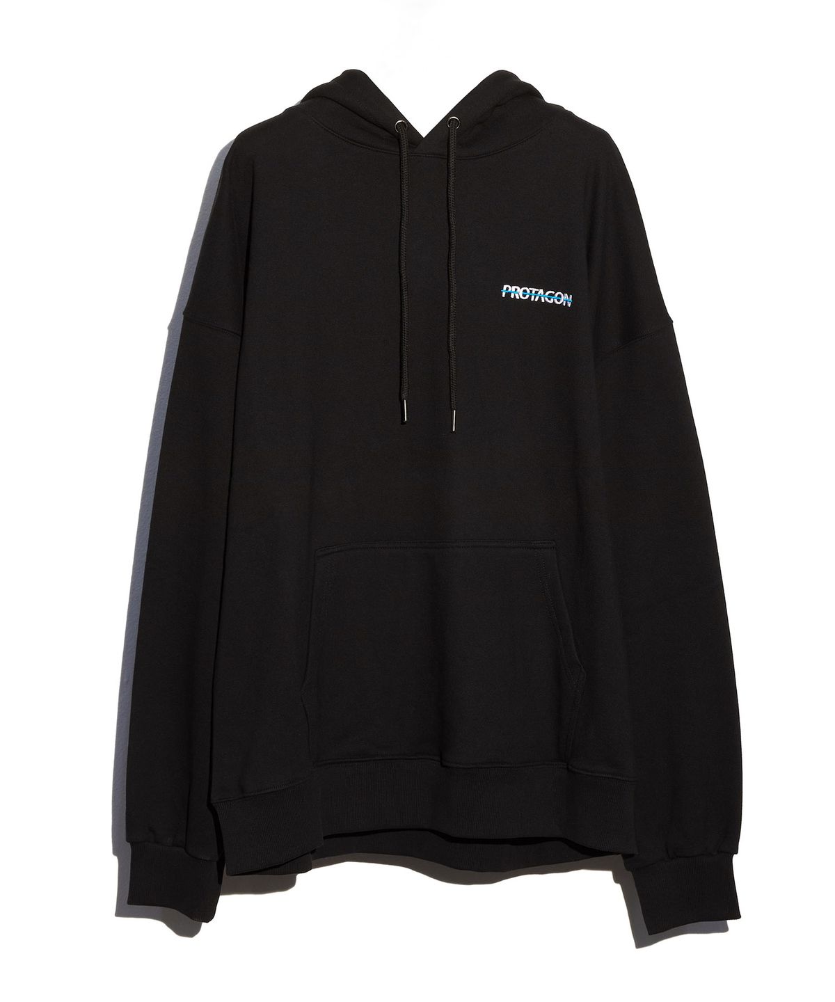 프로타곤(PROTAGON) Parallel Line Logo Hoodie (Black)