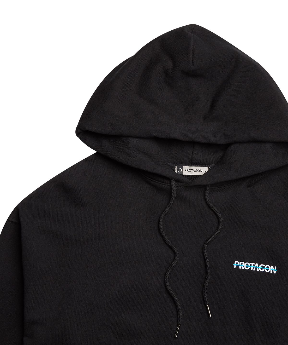 프로타곤(PROTAGON) Parallel Line Logo Hoodie (Black)