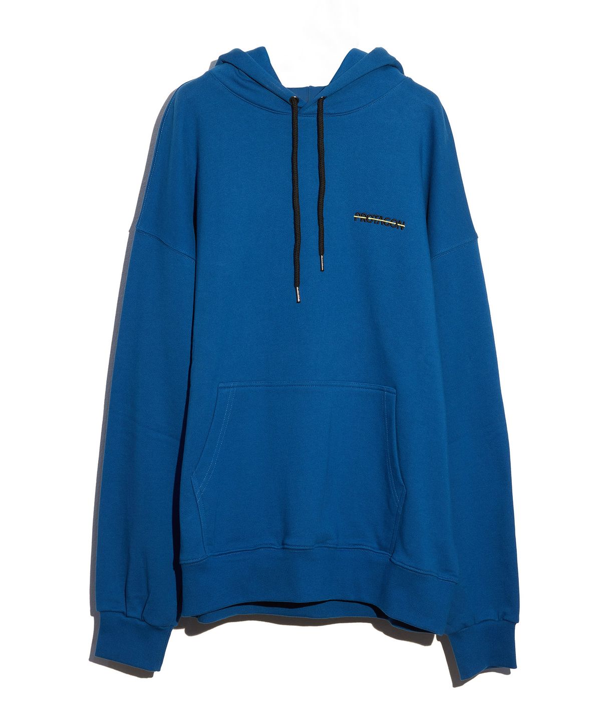 프로타곤(PROTAGON) Parallel Line Logo Hoodie (Blue)