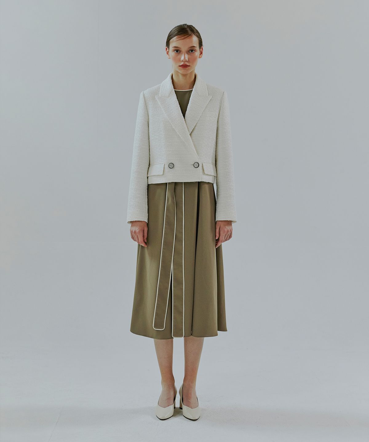 에트몽(ETMON) Tweed Double Jacket  Cream