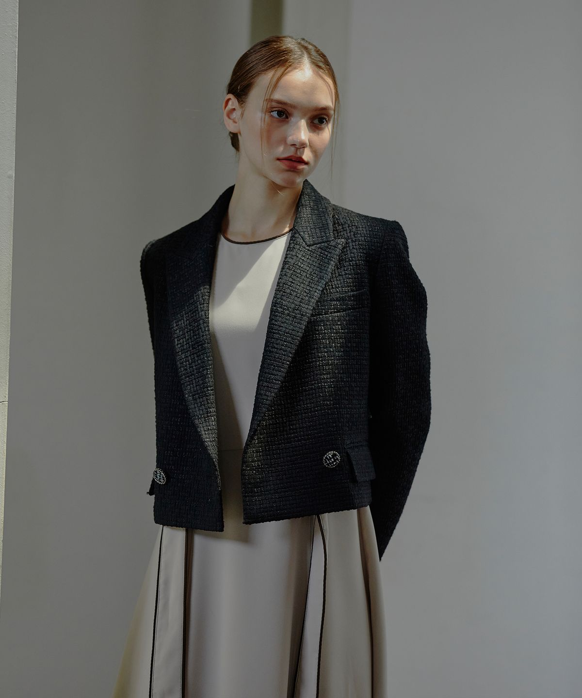 에트몽(ETMON) Tweed Double Jacket  Black