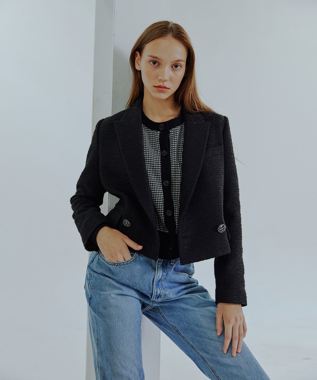 에트몽(ETMON) Tweed Double Jacket  Black