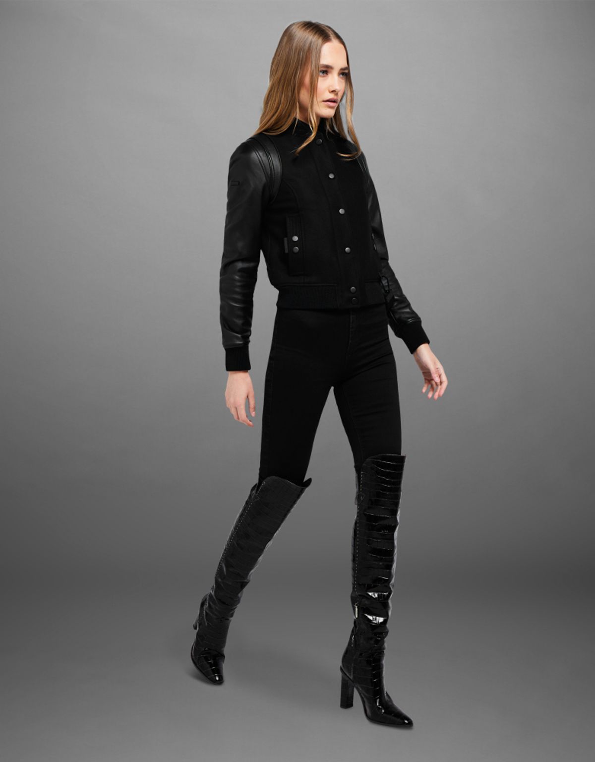트렌치런던(TRENCH LONDON) 스타디움  레더 재킷 (BLAKC/BLACK/BLACK)