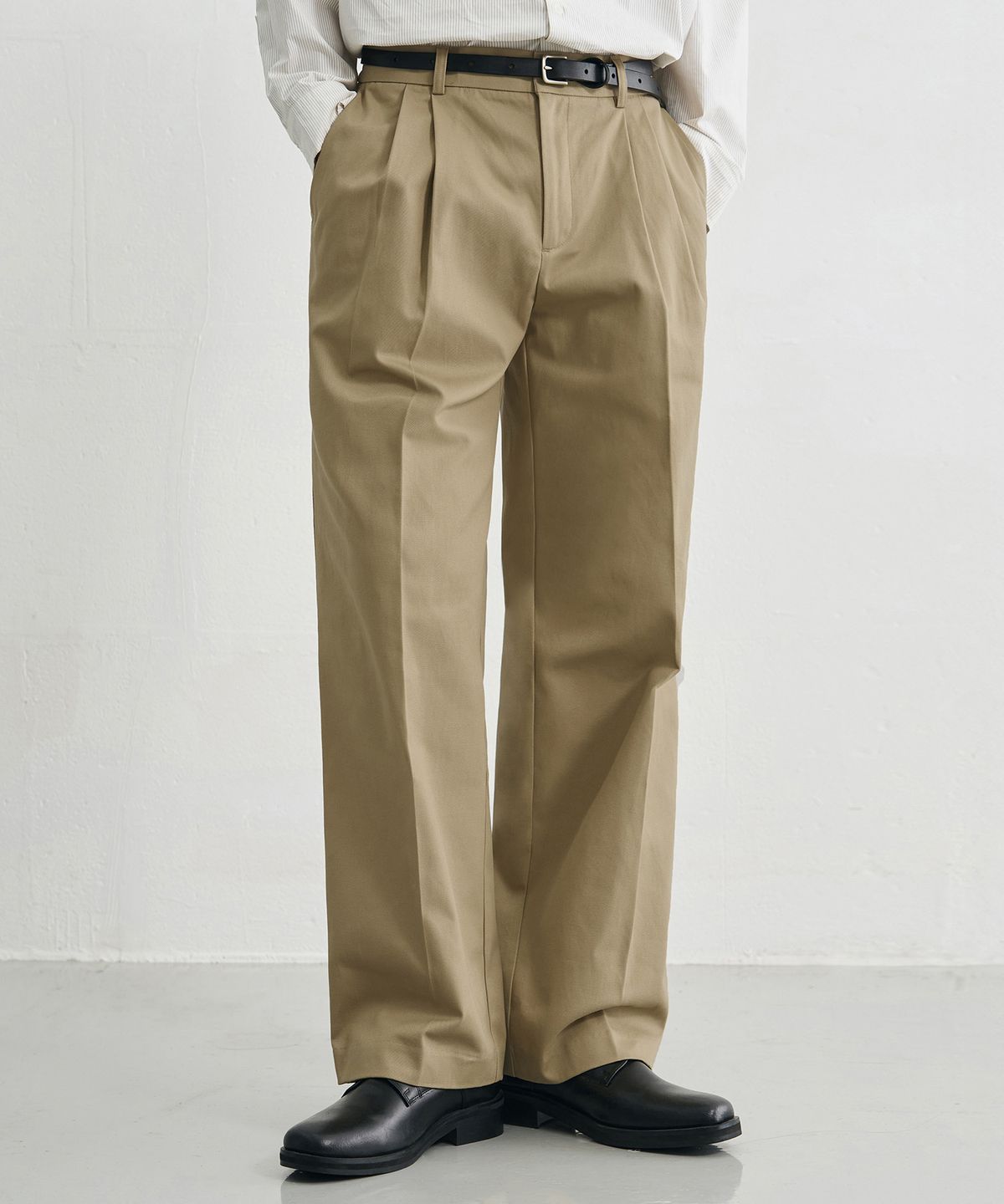 드로우핏(DRAW FIT) 와이드 밴딩 치노 팬츠 [BEIGE]