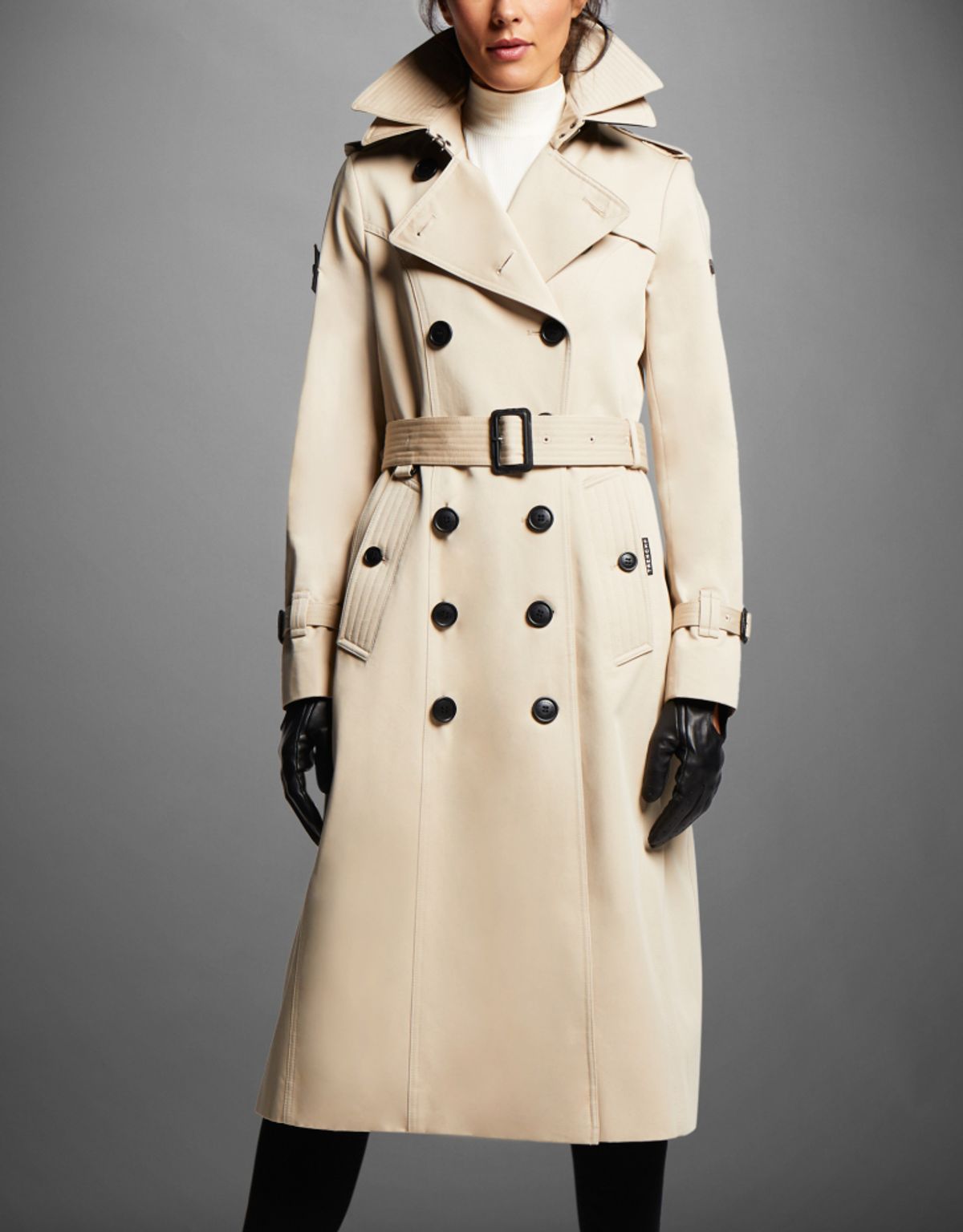 트렌치런던(TRENCH LONDON) 슬론 트렌치 코트 (STONE/BLACK/BLACK)
