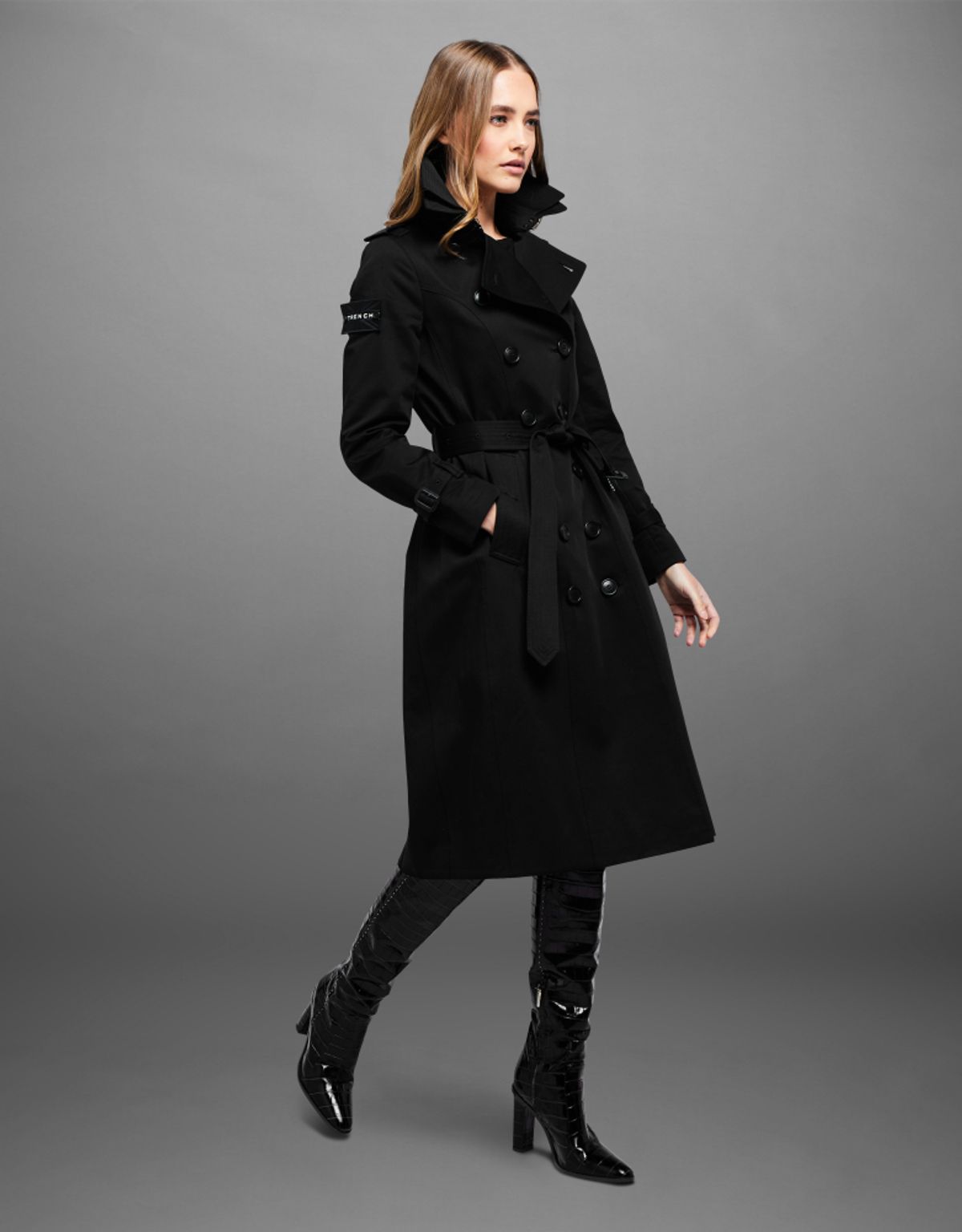 트렌치런던(TRENCH LONDON) 슬론 트렌치 코트(BLACK/BLACK/WHITE)