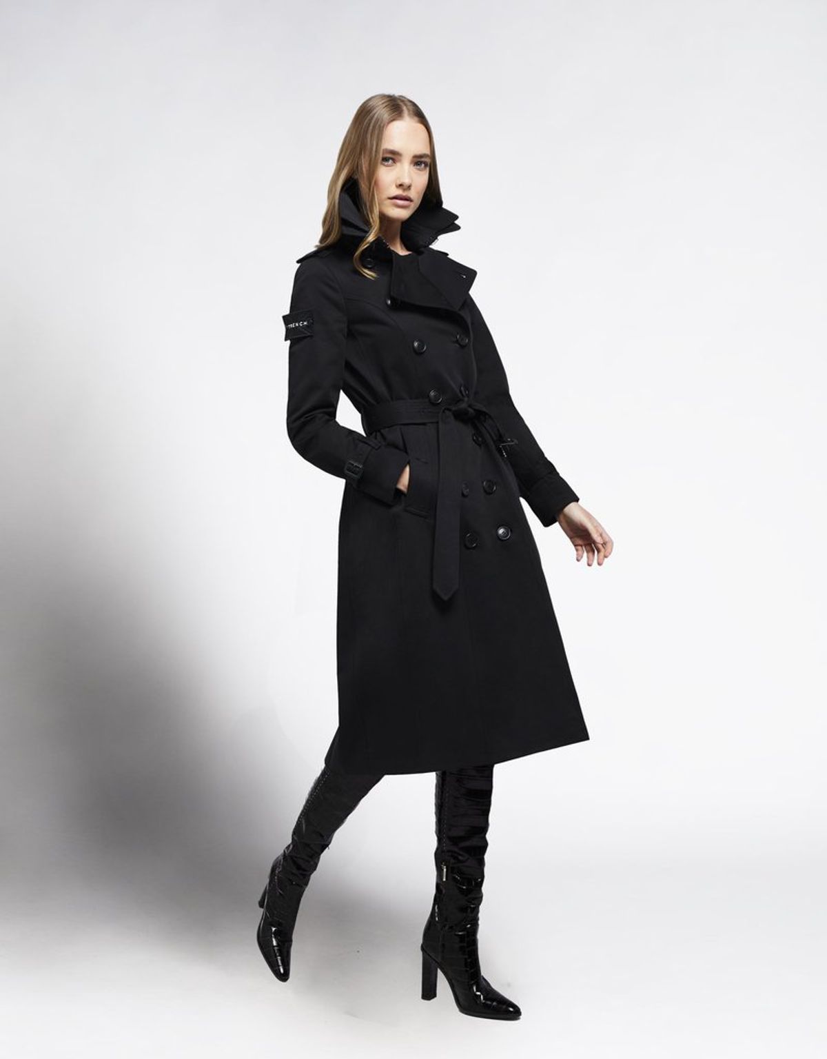 트렌치런던(TRENCH LONDON) 슬론 트렌치 코트(BLACK/BLACK/WHITE)