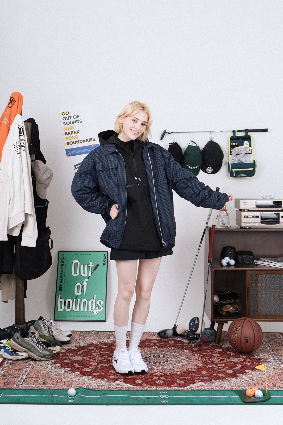 아웃오브바운즈(OUT OF BOUNDS) 체크 퀄팅 점퍼