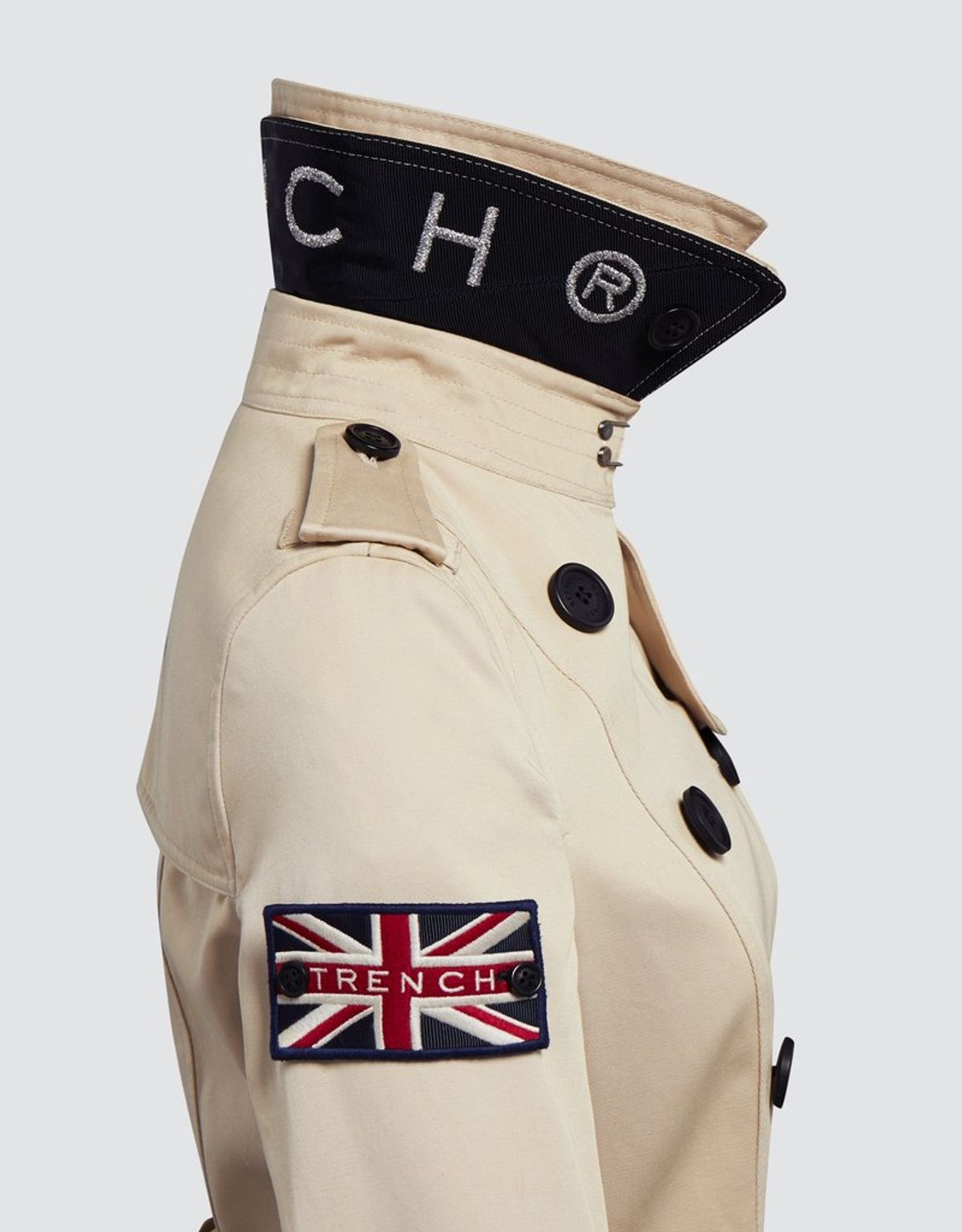 트렌치런던(TRENCH LONDON) 퀸 클래식 트렌치 코트 (STONE/BLACK/SILVER)