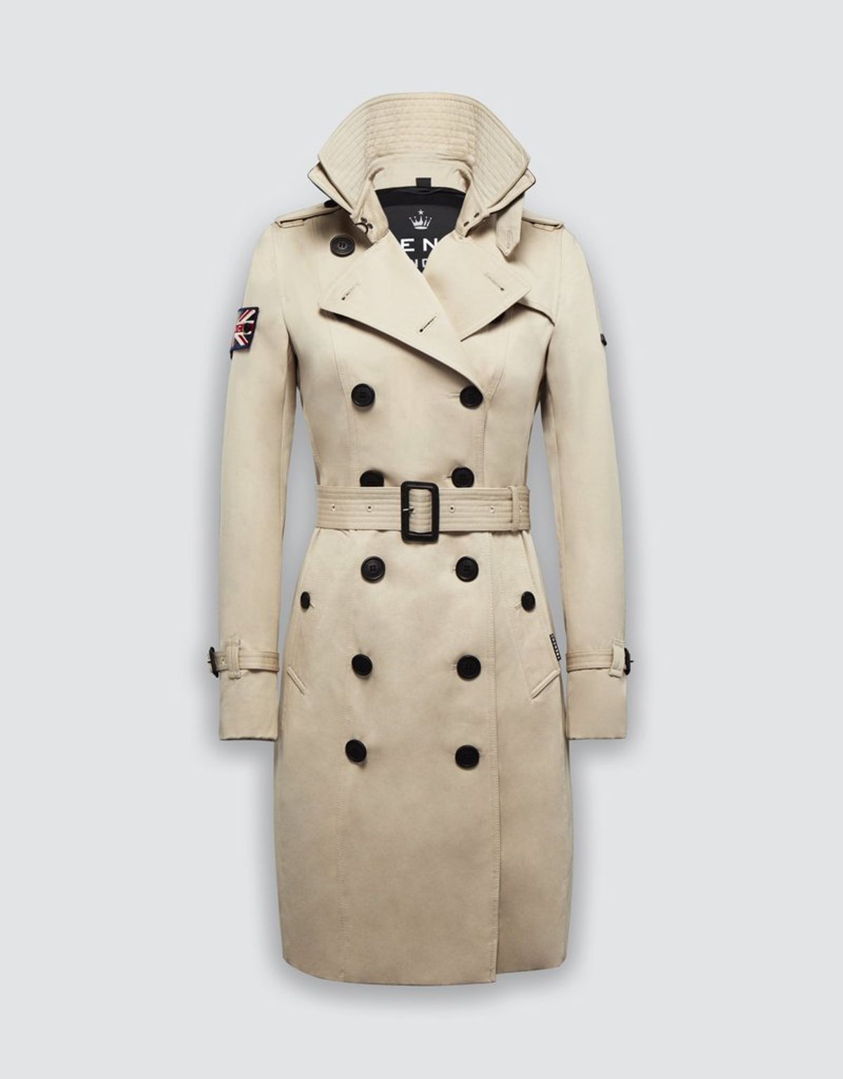 트렌치런던(TRENCH LONDON) 퀸 클래식 트렌치 코트 (STONE/BLACK/SILVER)