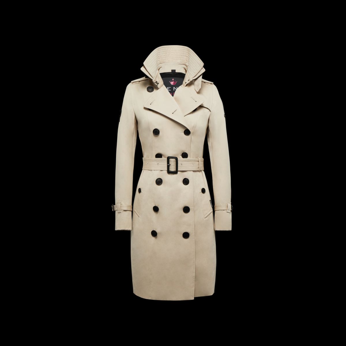트렌치런던(TRENCH LONDON) 퀸 클래식 트렌치 코트 (STONE/BLACK/BLACK)