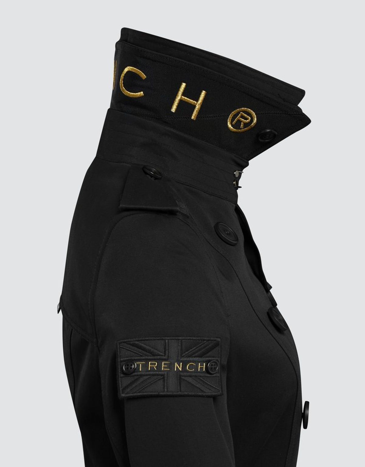 트렌치런던(TRENCH LONDON) 퀸 클래식 트렌치 코트 (BLACK/BLACK/GOLD)