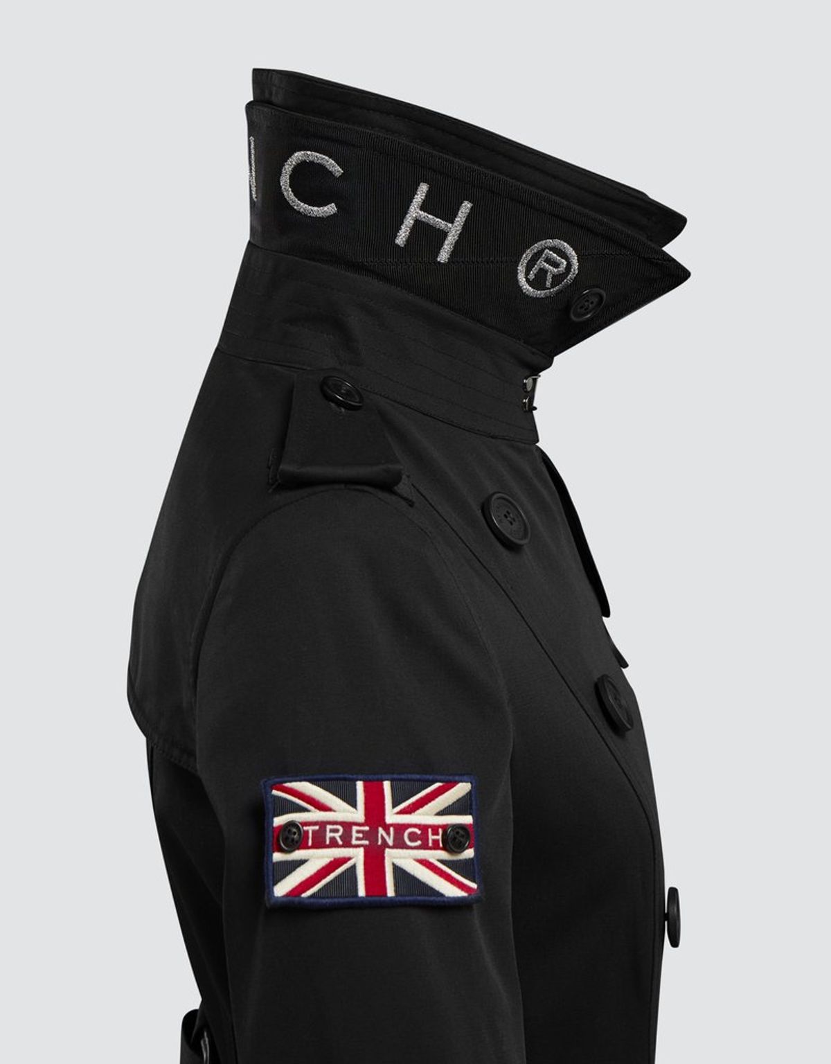 트렌치런던(TRENCH LONDON) 퀸 클래식 트렌치 코트 (BLACK/BLACK/SILVER)
