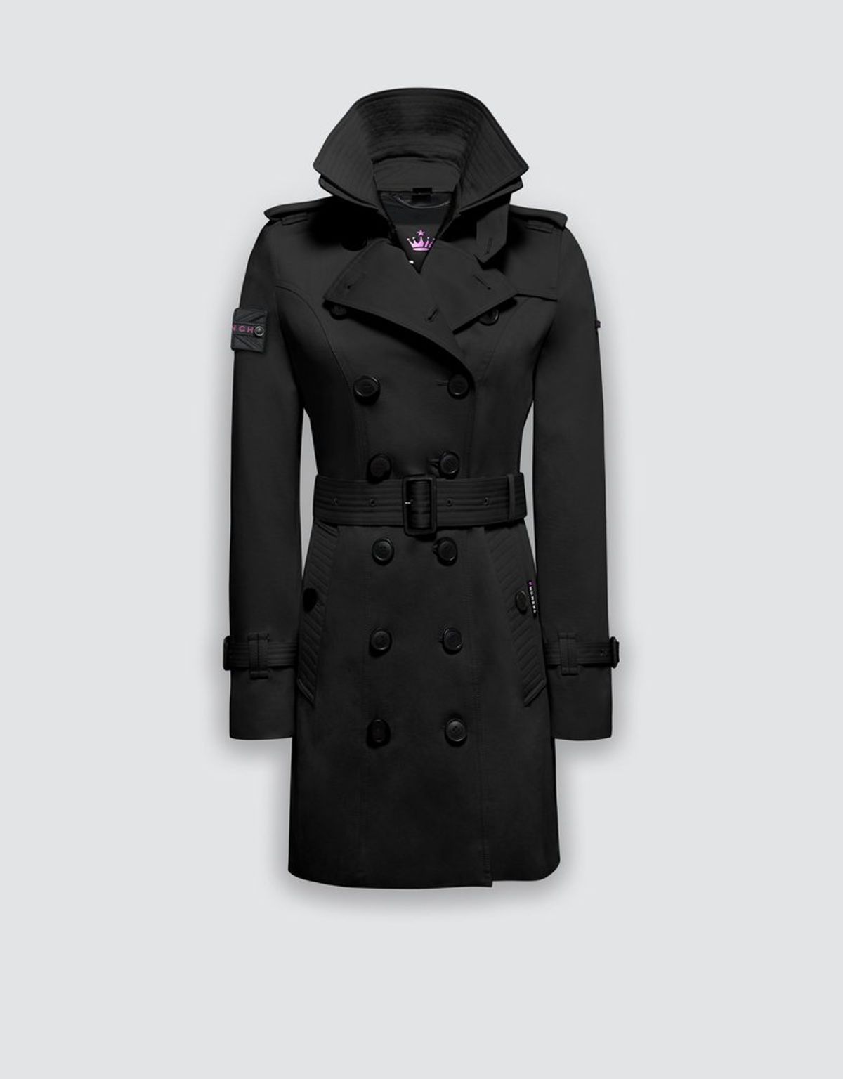 트렌치런던(TRENCH LONDON) 퀸 클래식 트렌치 코트 (BLACK/BLACK/HOTPINK)