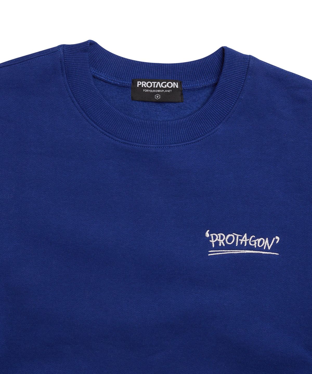 프로타곤(PROTAGON) [기모] Handwriting Logo Oversized Sweat Shirts (Blue)