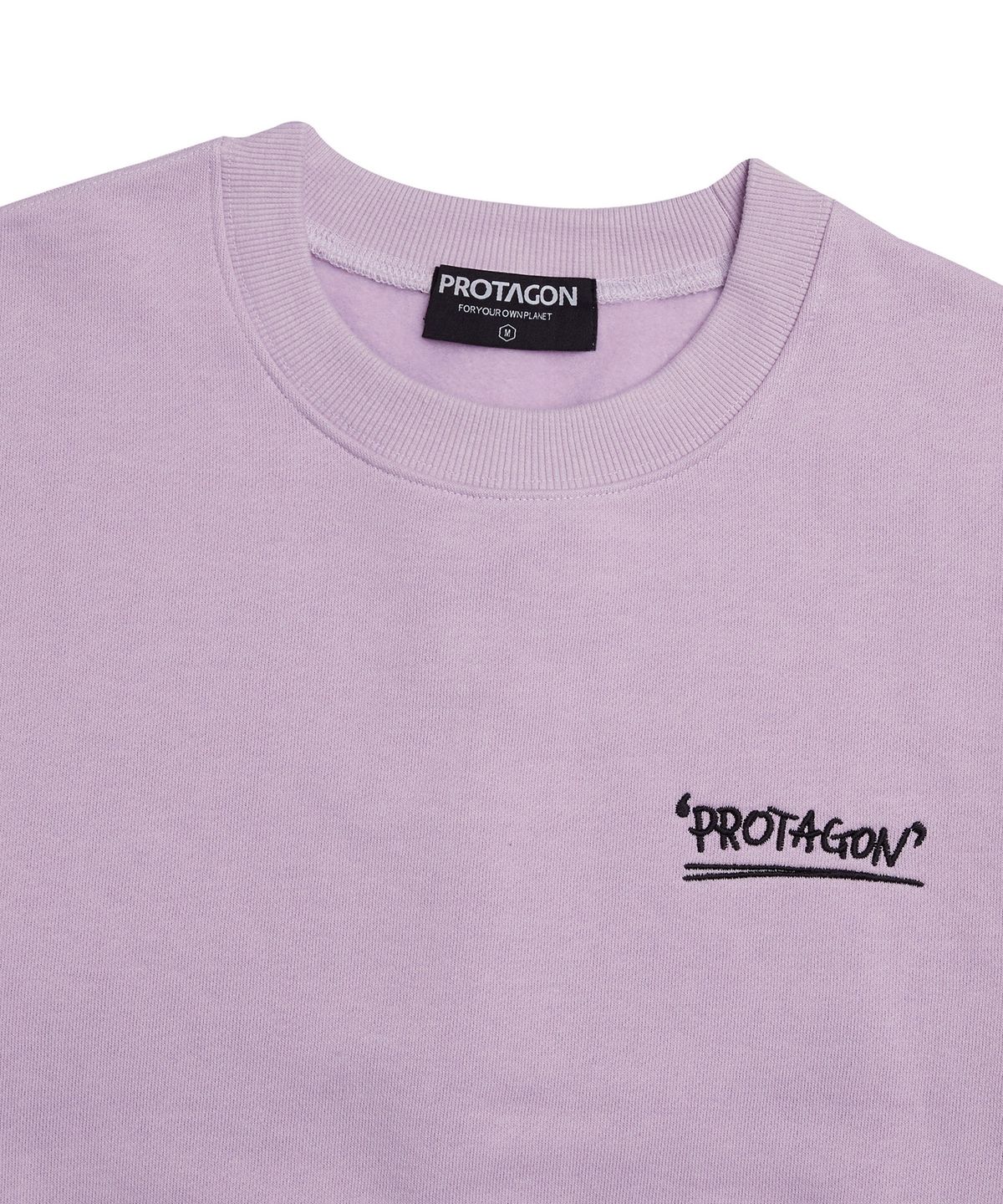 프로타곤(PROTAGON) [기모] Handwriting Logo Oversized Sweat Shirts (Lavender)