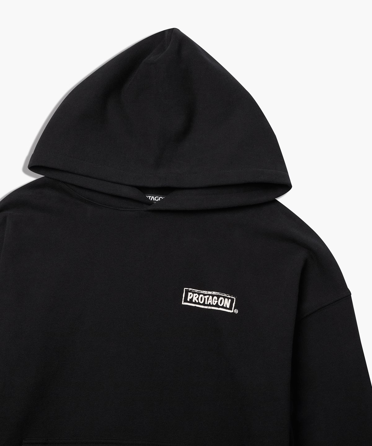 프로타곤(PROTAGON) Rough Box Logo Oversized Hoodie (Black)