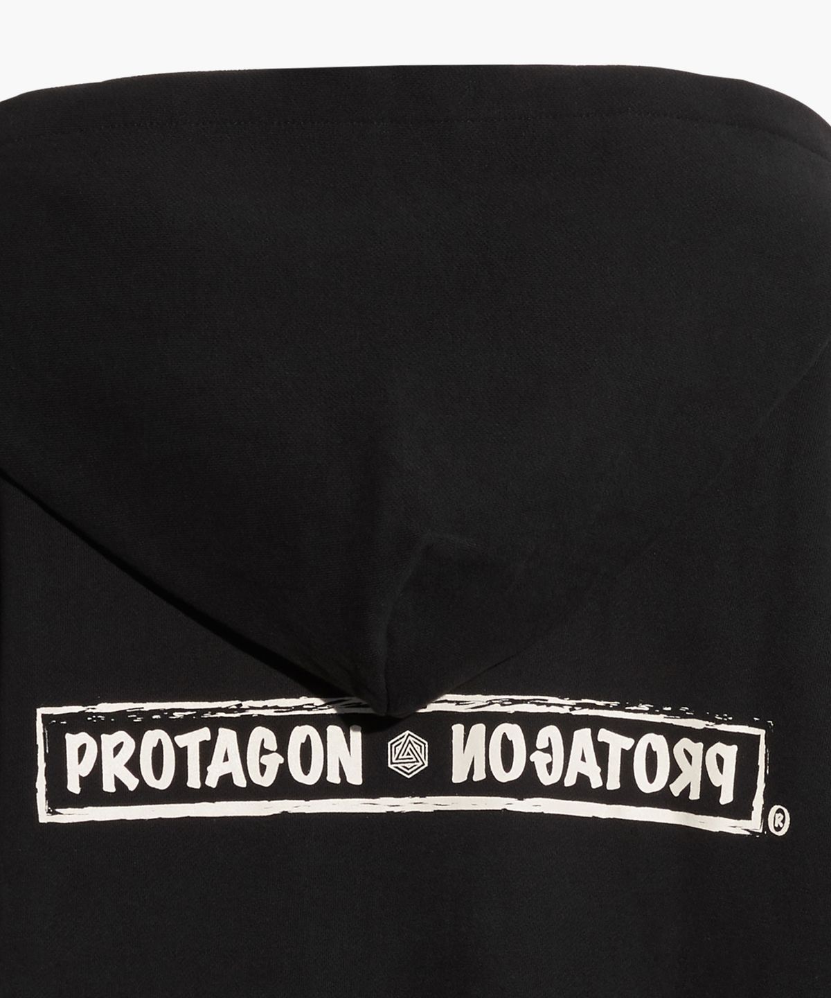 프로타곤(PROTAGON) Rough Box Logo Oversized Hoodie (Black)