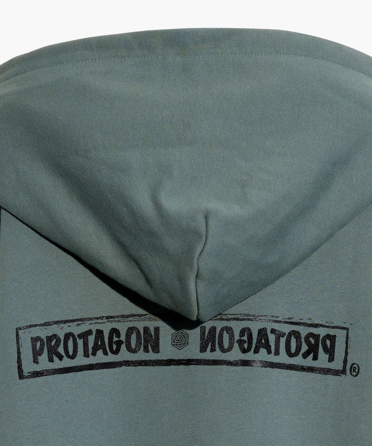 프로타곤(PROTAGON) Rough Box Logo Oversized Hoodie (Khaki)
