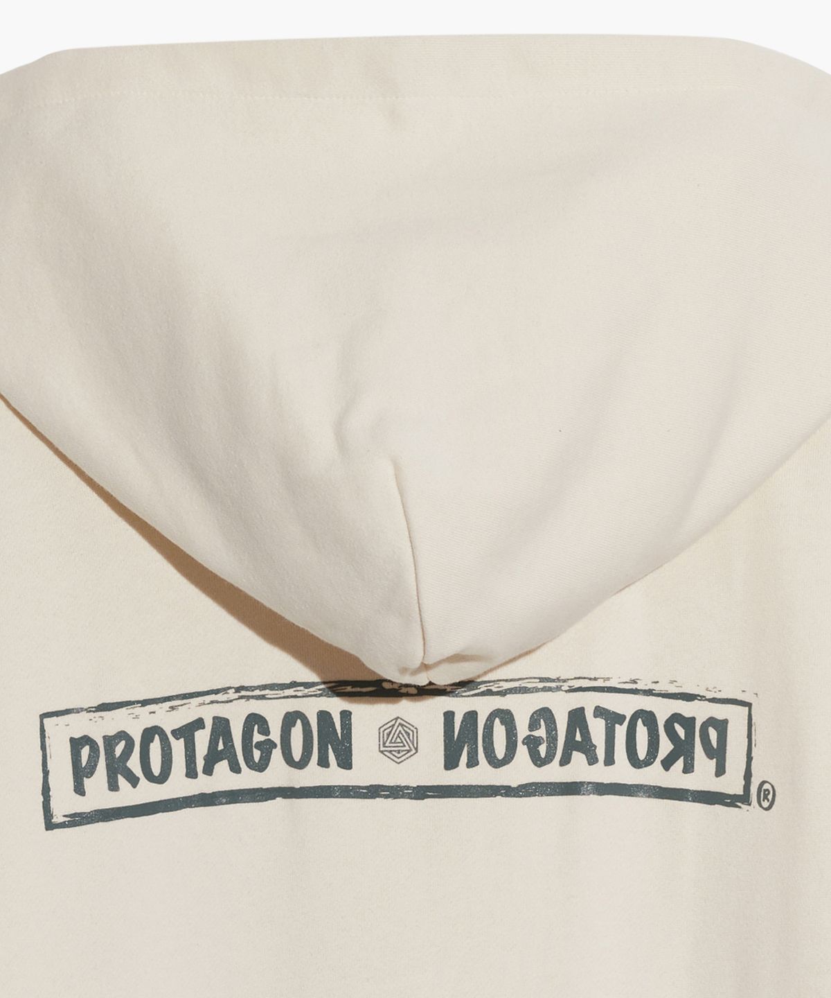 프로타곤(PROTAGON) Rough Box Logo Oversized Hoodie (Ivory)
