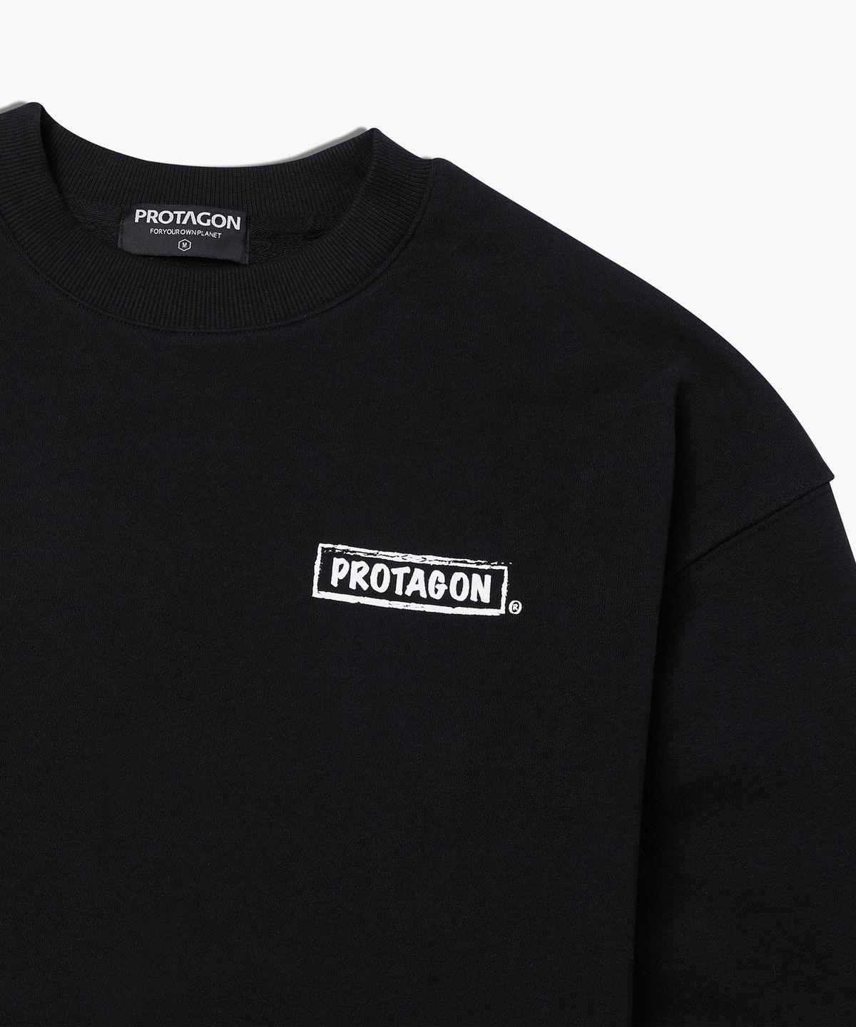프로타곤(PROTAGON) Rough Box Logo Oversized Sweat Shirts (Black)