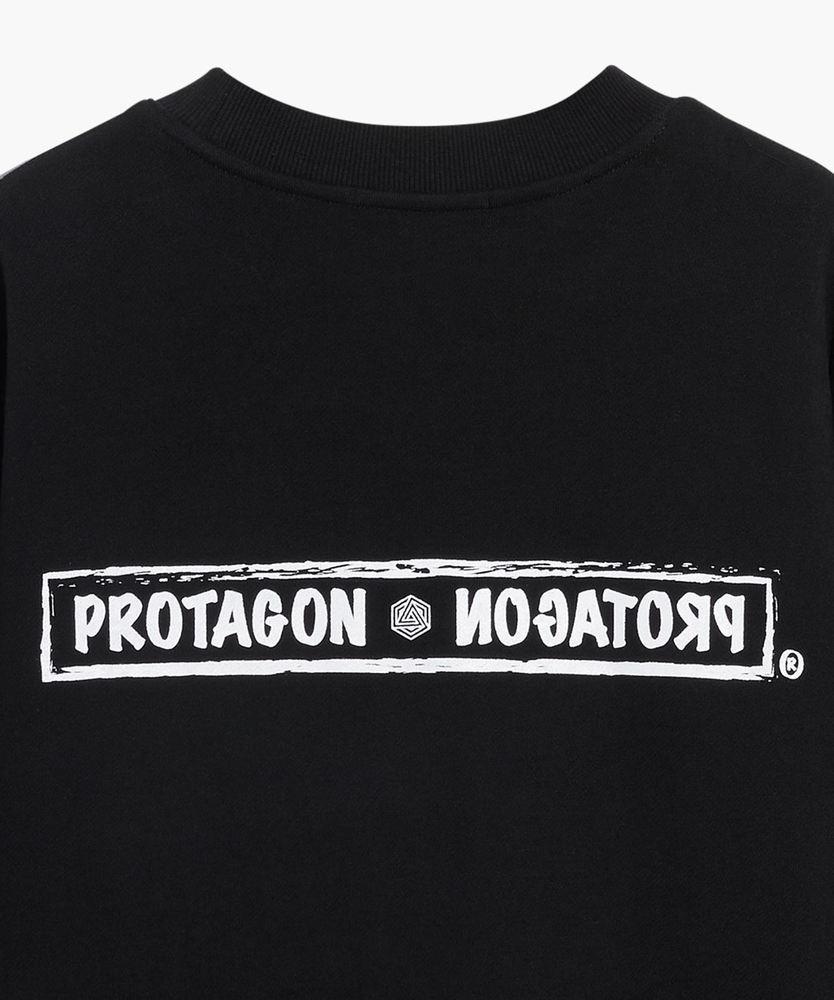 프로타곤(PROTAGON) Rough Box Logo Oversized Sweat Shirts (Black)