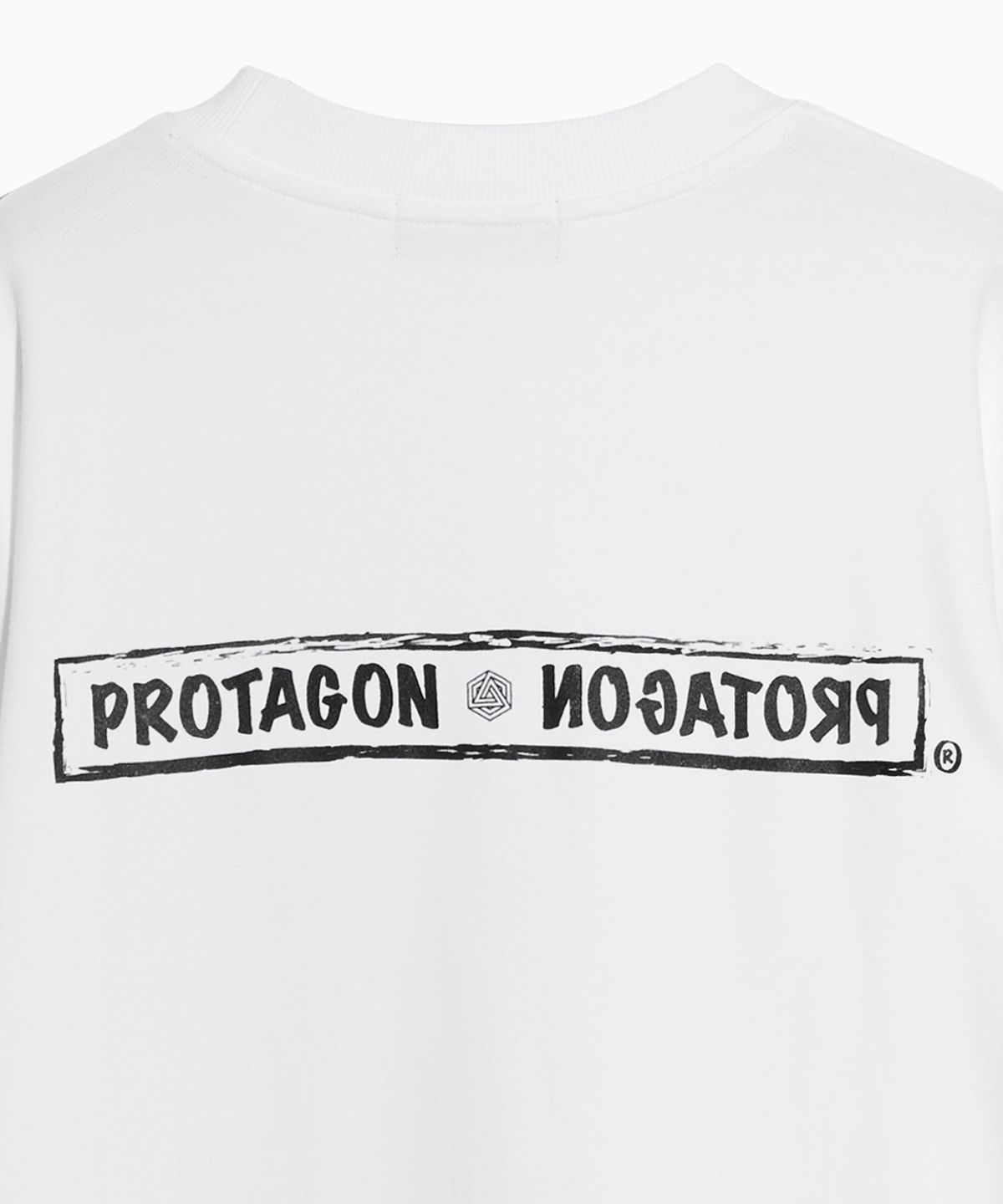 프로타곤(PROTAGON) Rough Box Logo Oversized Sweat Shirts (White)