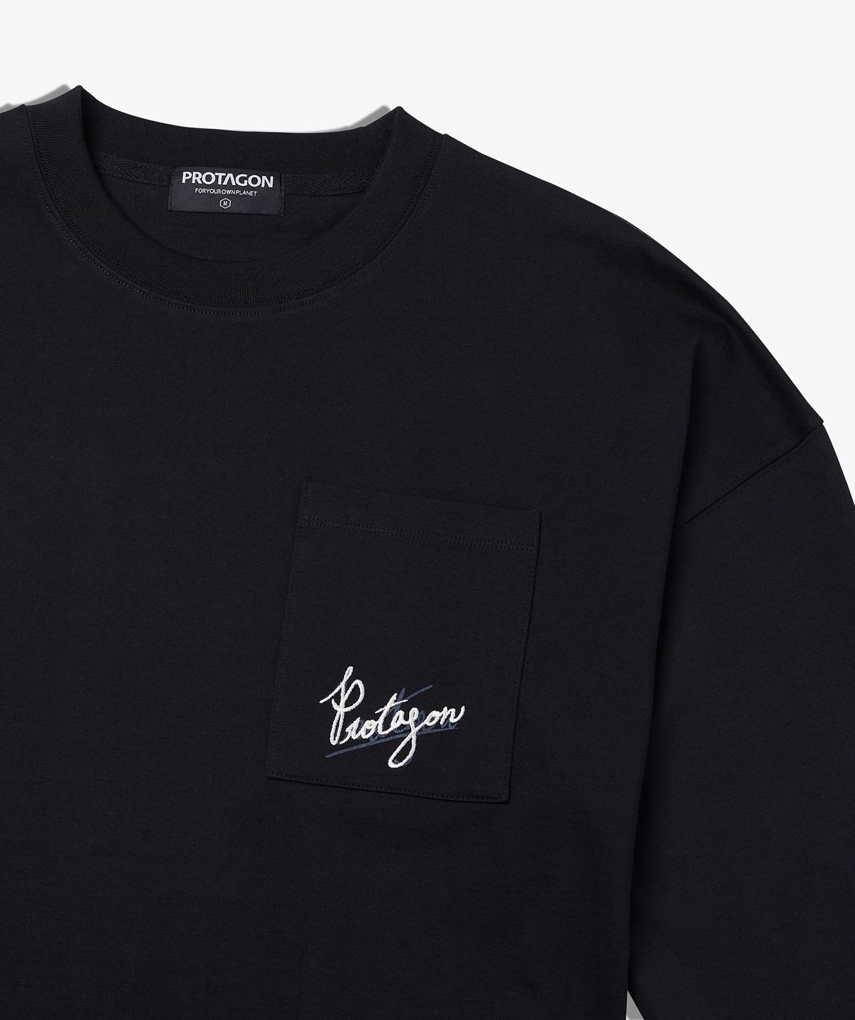 프로타곤(PROTAGON) Hand Writhing Logo Long-sleeved Tee (Black)