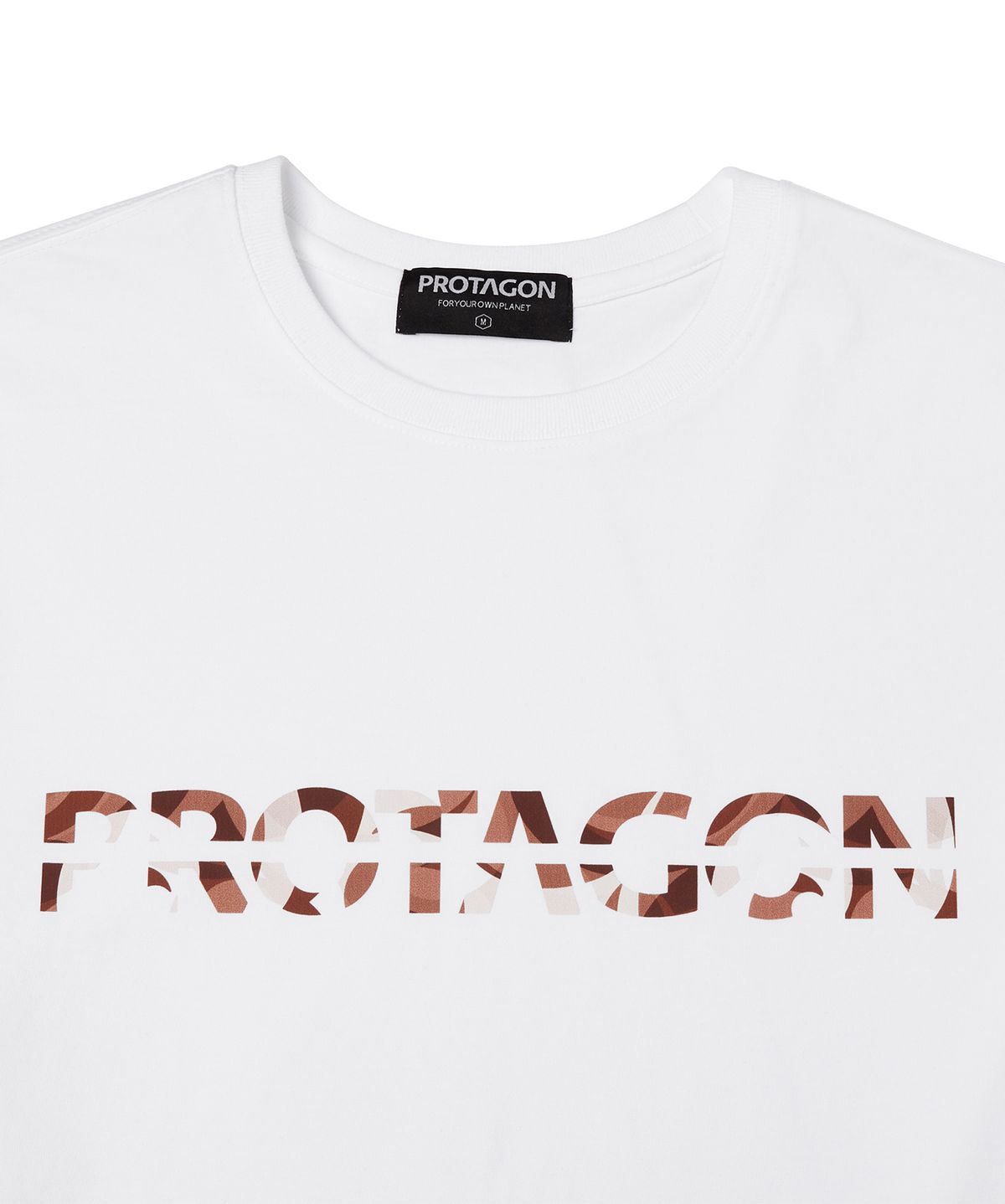 프로타곤(PROTAGON) Splashed Logo Short-sleeved Tee (White)
