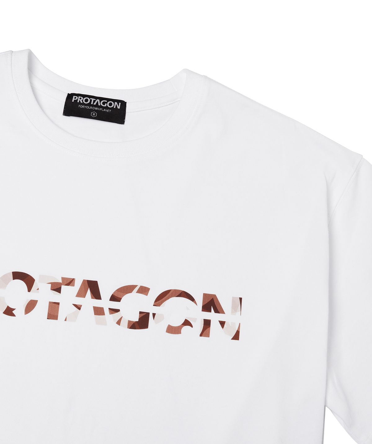프로타곤(PROTAGON) Splashed Logo Short-sleeved Tee (White)