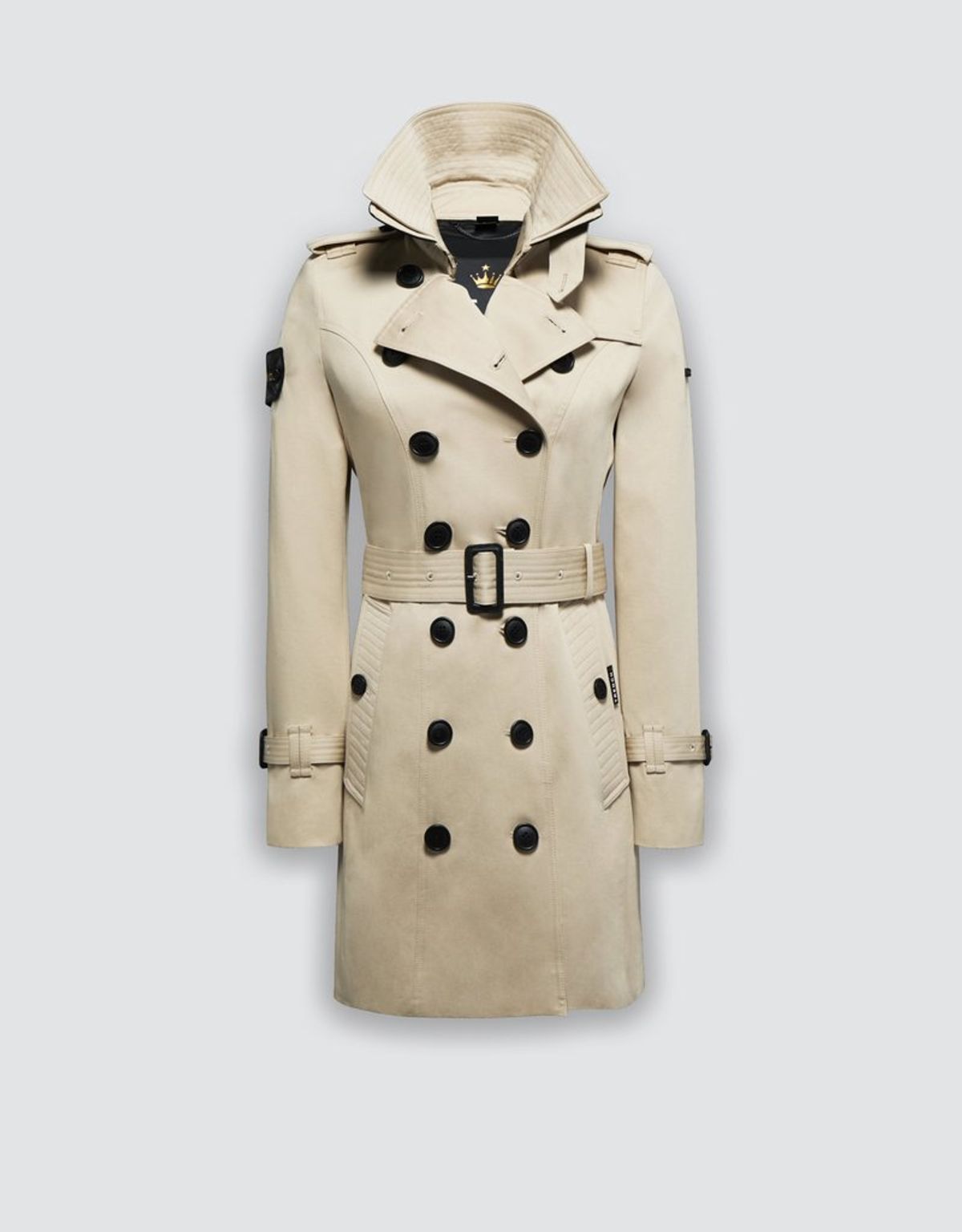 트렌치런던(TRENCH LONDON) 슬림 트렌치 코트 (STONE/BLACK/GOLD)