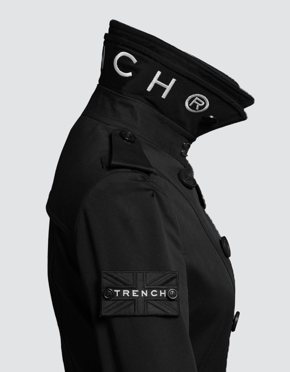트렌치런던(TRENCH LONDON) 슬림 트렌치 코트 (BLACK/BLACK/WHITE)