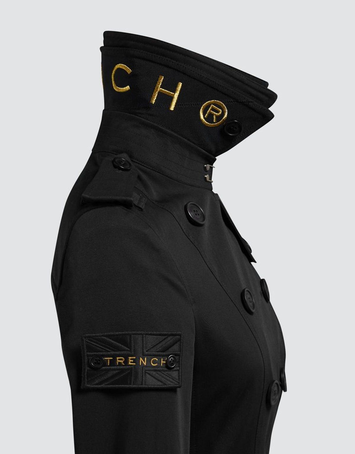 트렌치런던(TRENCH LONDON) 슬림 트렌치 코트(BLACK/BLACK/GOLD)