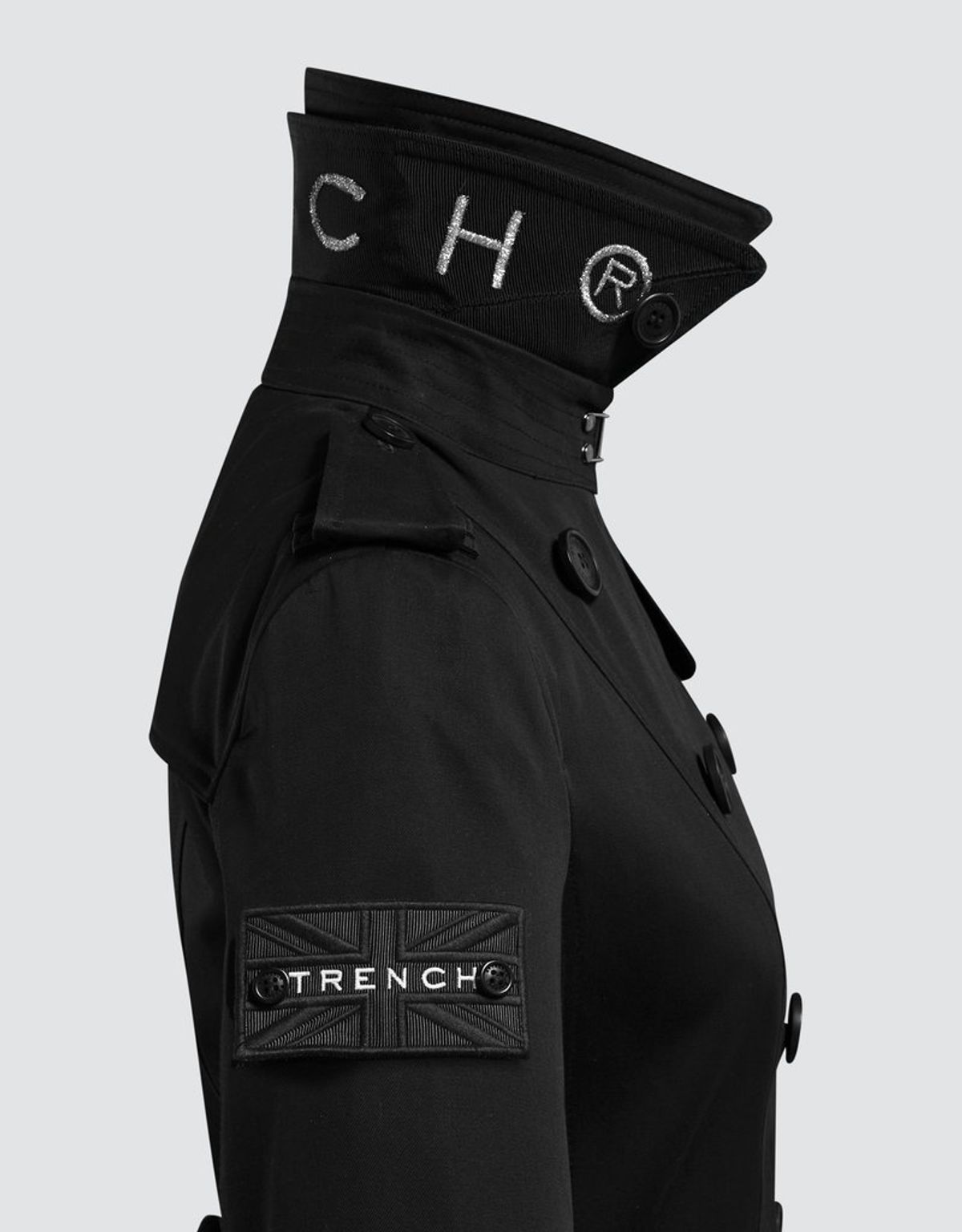 트렌치런던(TRENCH LONDON) 슬림 트렌치 코트(BLACK/BLACK/SILVER)