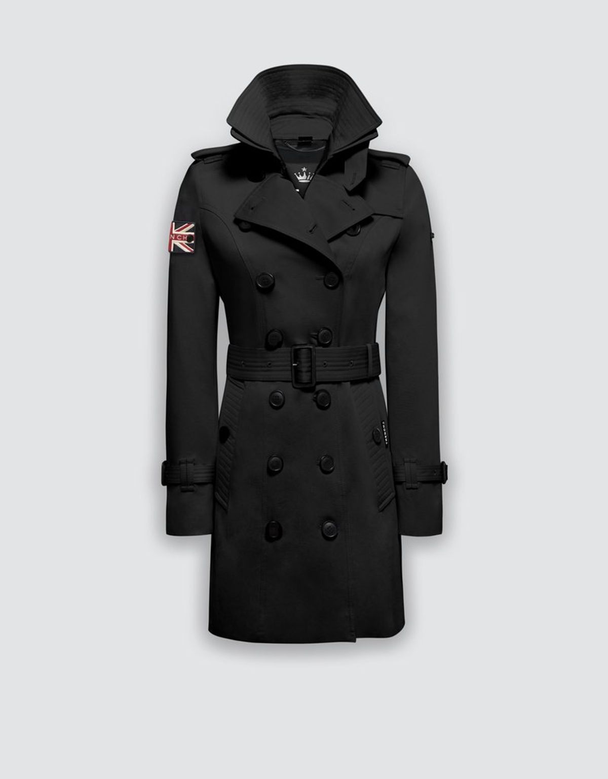 트렌치런던(TRENCH LONDON) 슬림 트렌치 코트(BLACK/FLAG/SILVER)