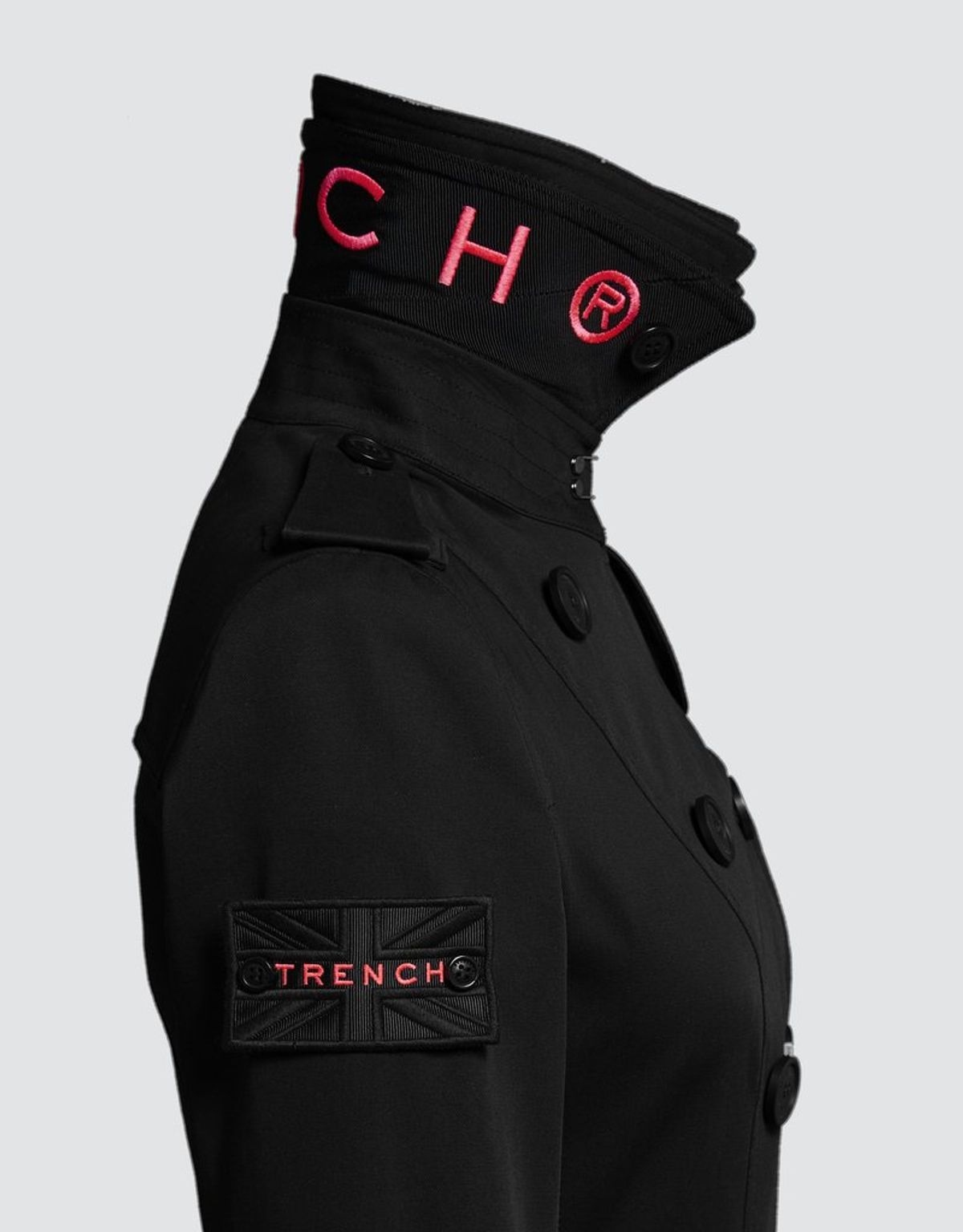 트렌치런던(TRENCH LONDON) 슬림 트렌치 코트(BLACK/BLACK/HOTPINK)