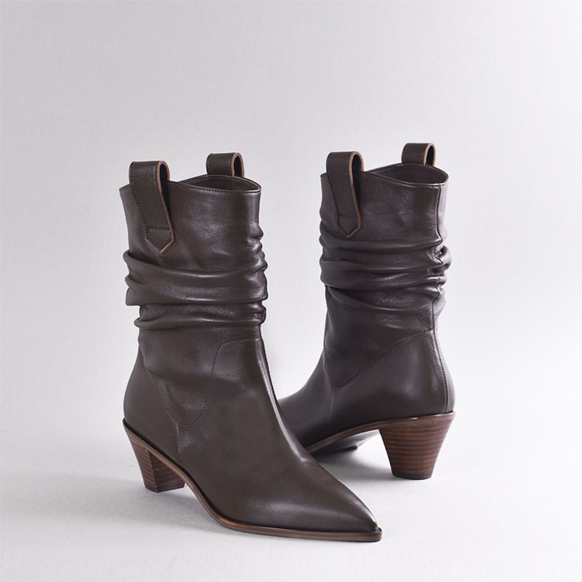 루시크루(LUCY CREW) Shirring Western Boots LC111_5cm