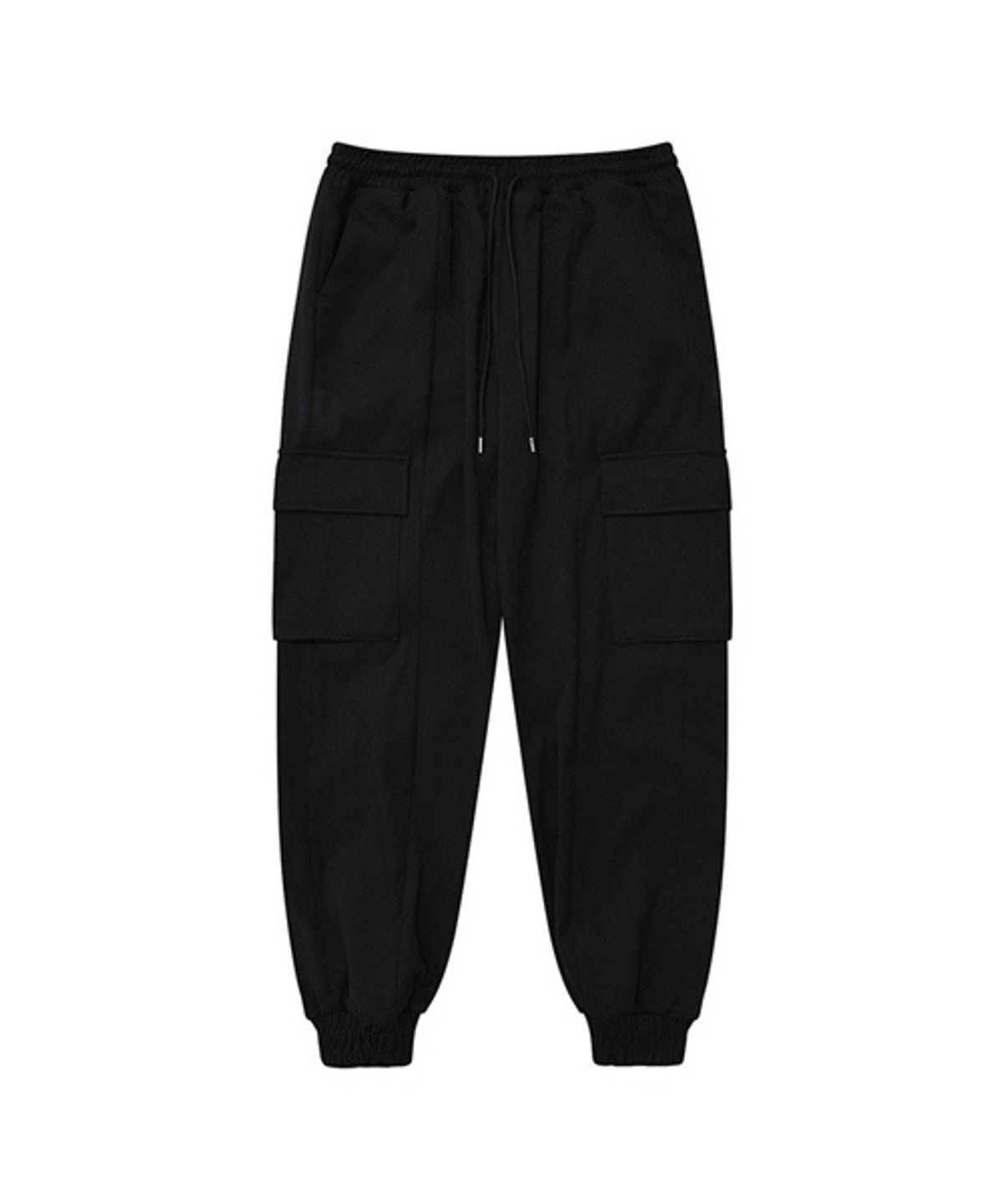 세븐셀라(SEVENSELAH) 미니멀 스탠다드 세미 와이드 카고 조거 슬랙스 Black