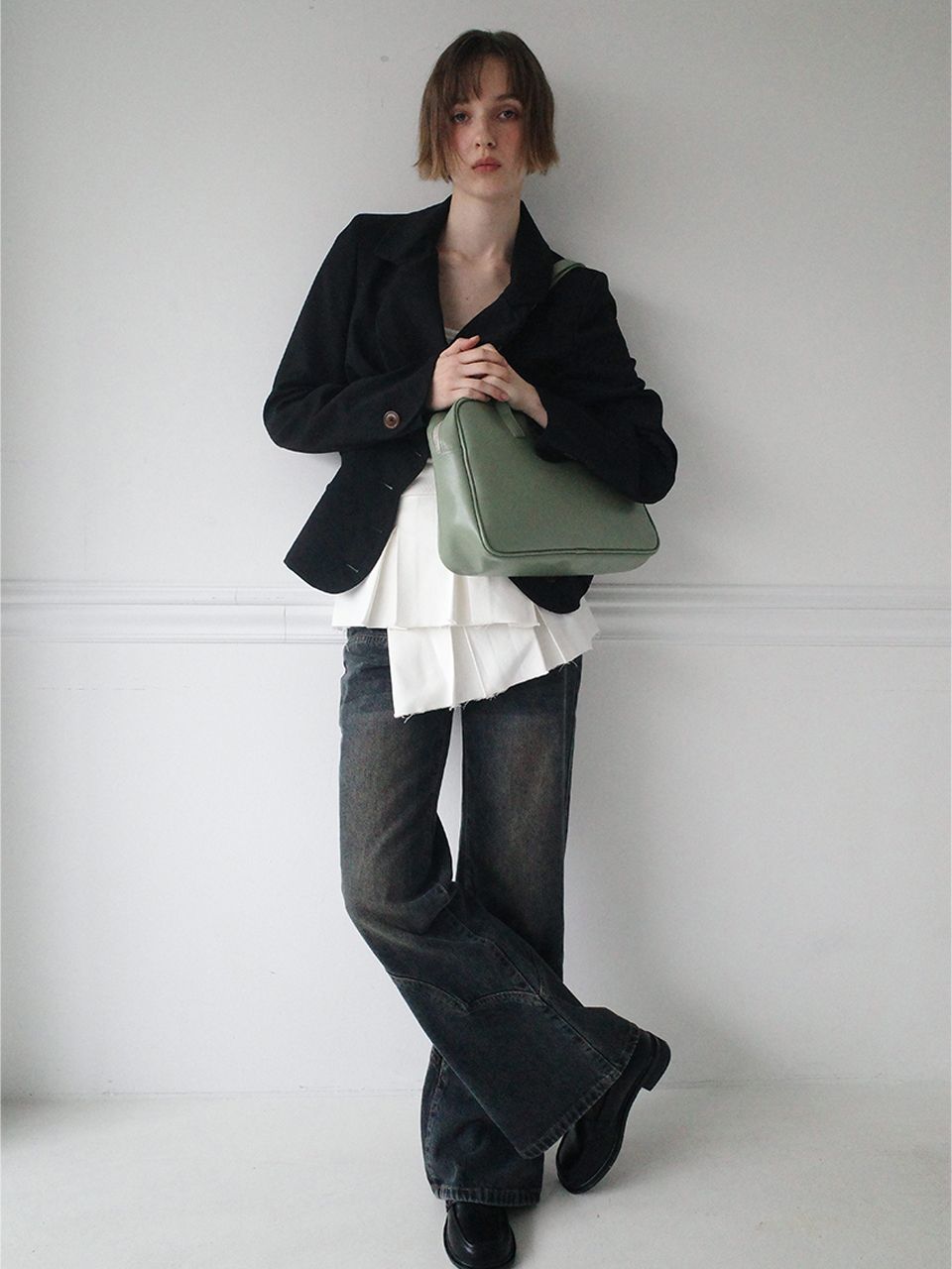 MUSINSA | FILLINTHEBLANK Trapezoid Shoulder Bag (mint)