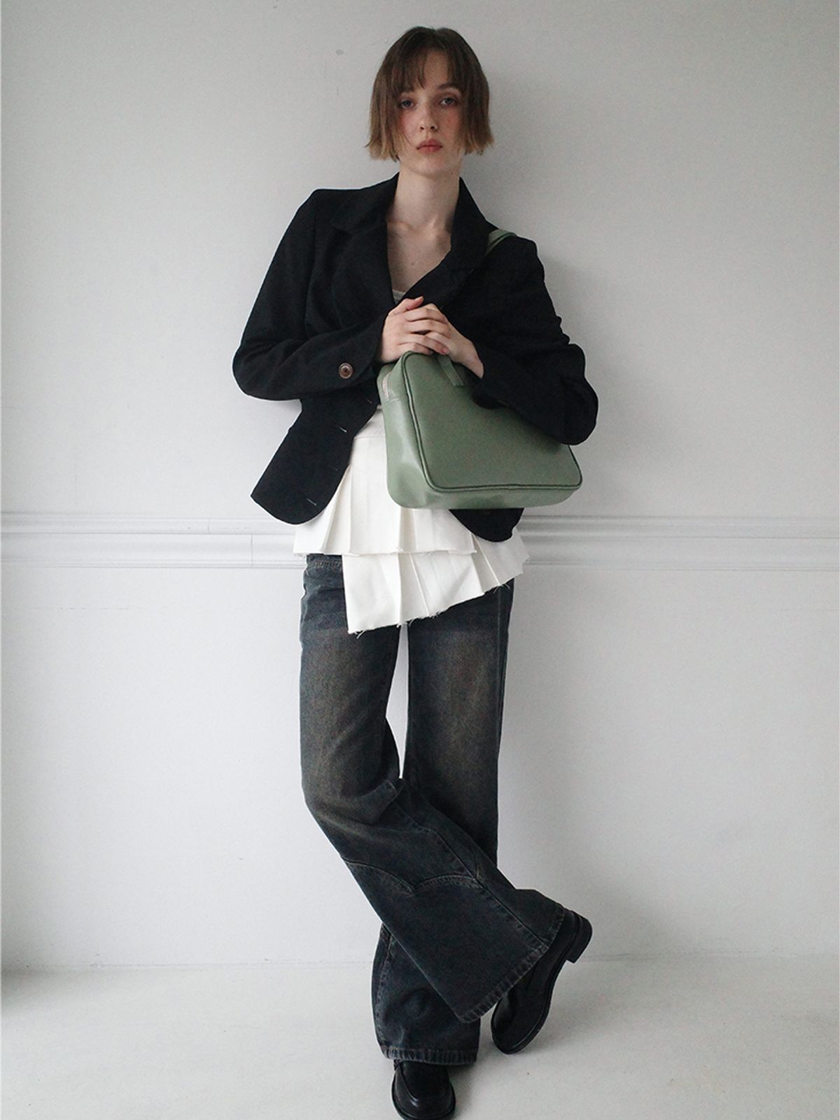 필인더블랭크(FILLINTHEBLANK) Trapezoid Shoulder Bag (mint)