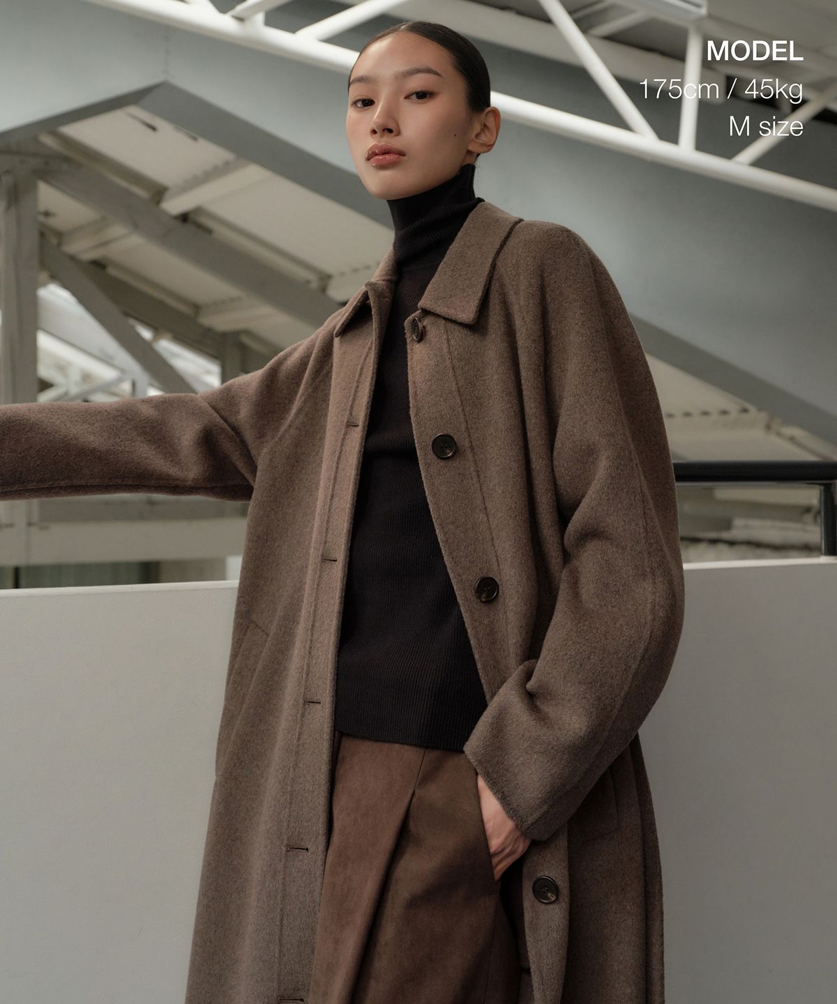 무신사 스탠다드 우먼(MUSINSA STANDARD WOMAN) 우먼즈 캐시미어 블렌드 핸드메이드 발마칸 로브 코트 [헤더 브라운]