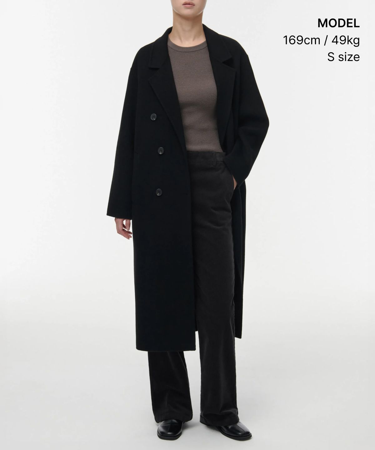 무신사 스탠다드 우먼(MUSINSA STANDARD WOMAN) 우먼즈 캐시미어 블렌드 핸드메이드 더블 코트 [블랙]