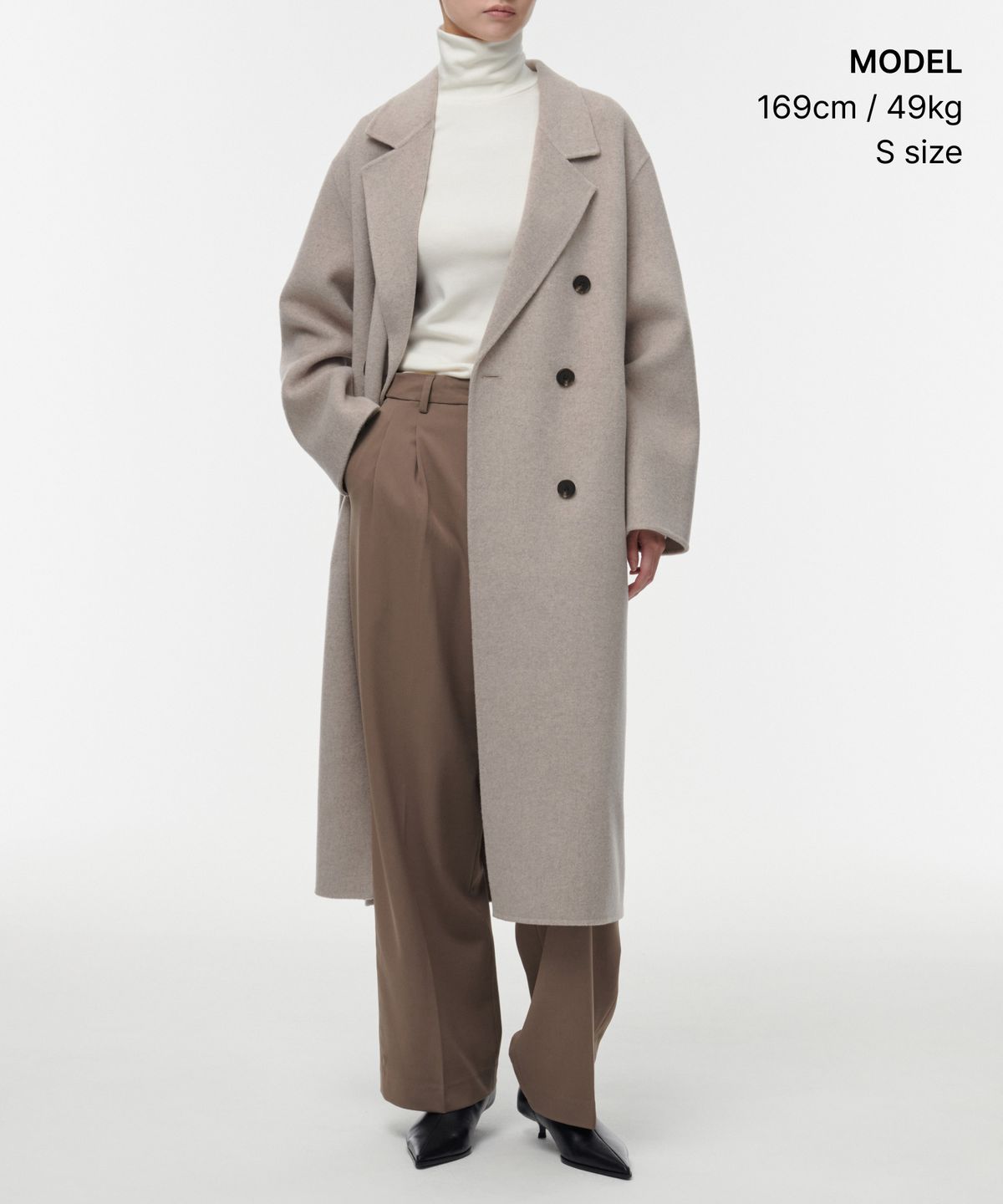 무신사 스탠다드 우먼(MUSINSA STANDARD WOMAN) 우먼즈 캐시미어 블렌드 핸드메이드 더블 코트 [오트밀]