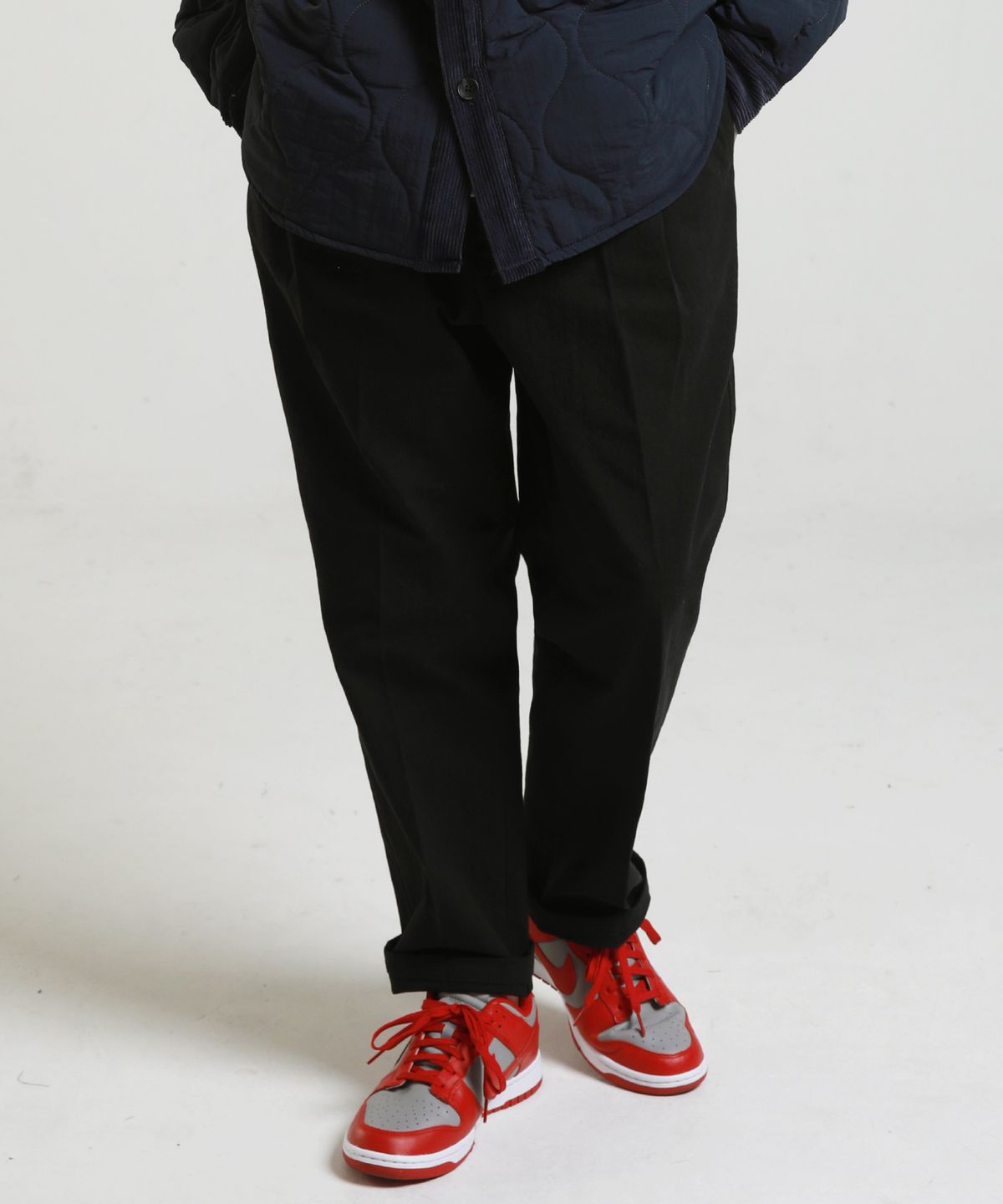 스테이지 네임(STAGE NAME) 워시드 테이퍼드 와이드팬츠_블랙