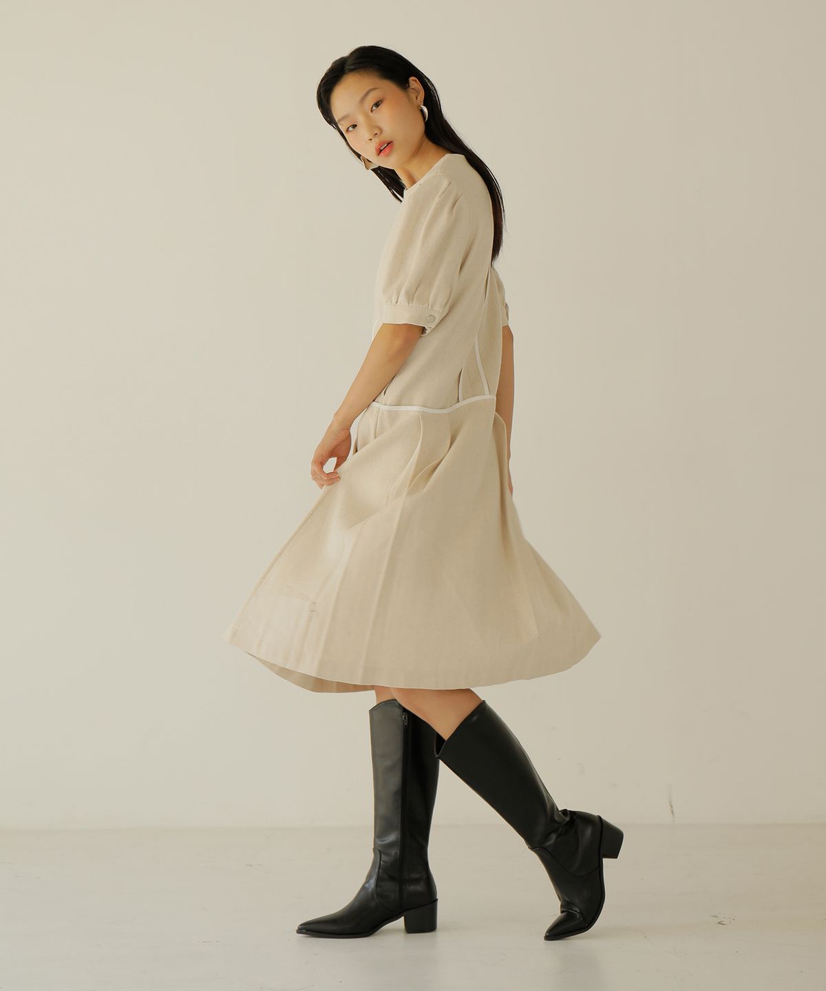 느와(NOIR) Line Block Dress