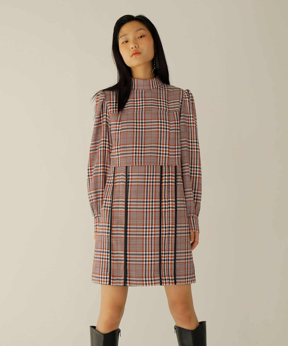 느와(NOIR) Block Check Dress
