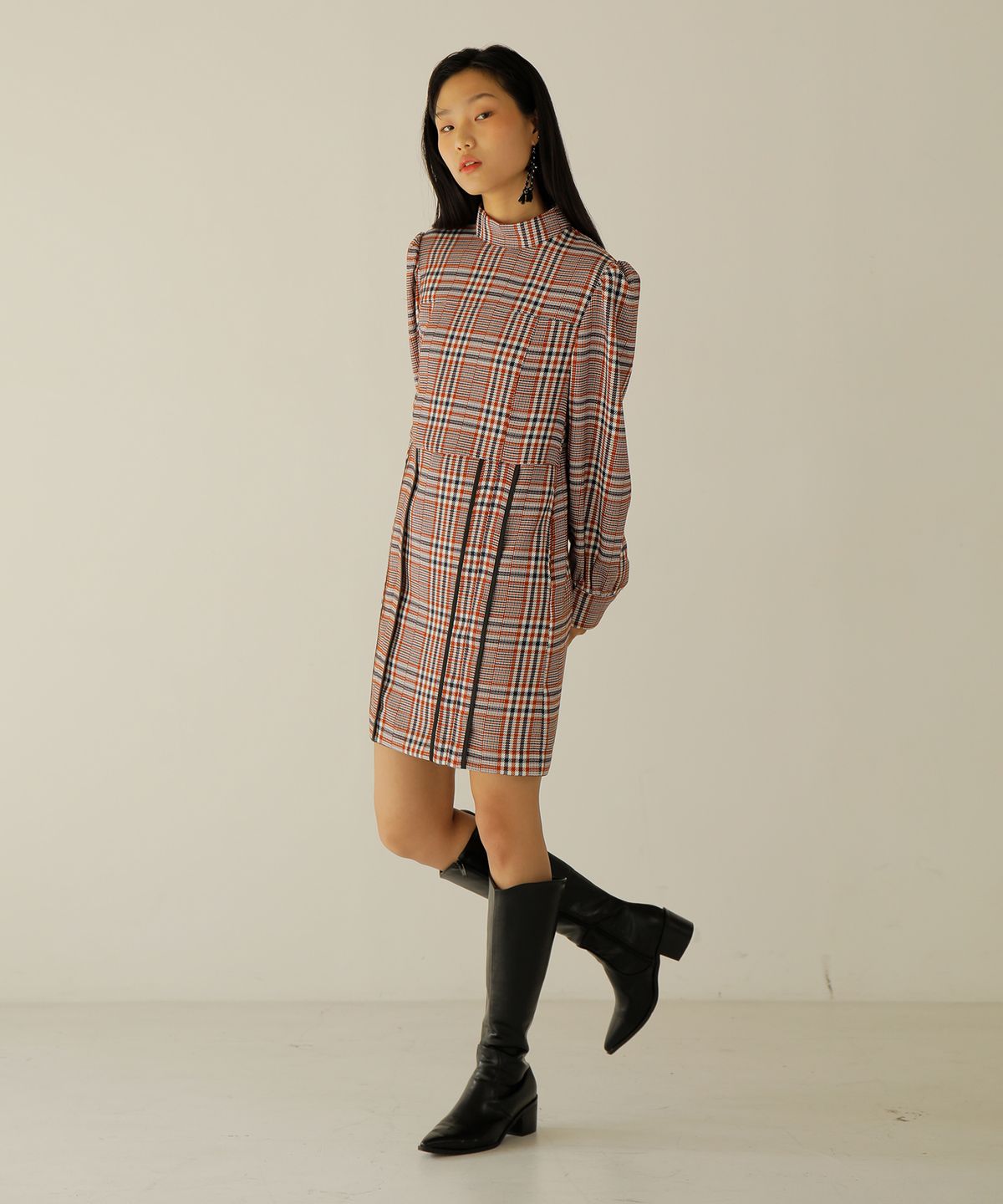 느와(NOIR) Block Check Dress