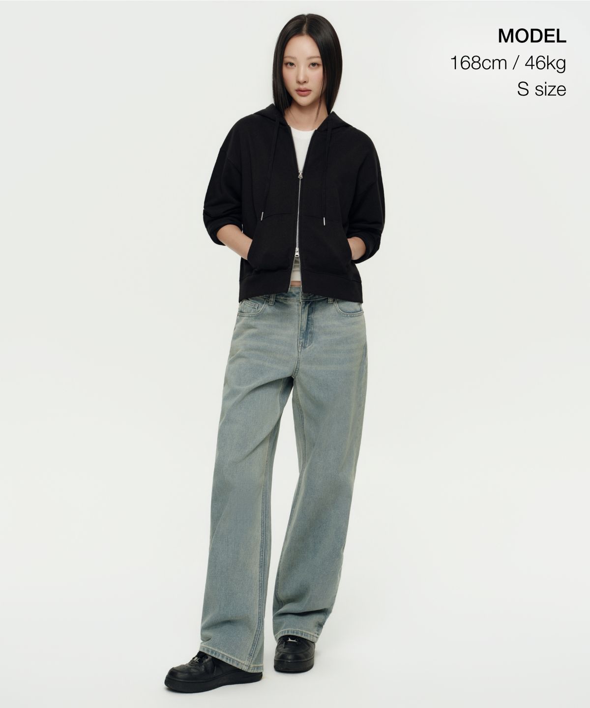 무신사 스탠다드 우먼(MUSINSA STANDARD WOMAN) 우먼즈 후디드 스웨트 집업 [블랙]