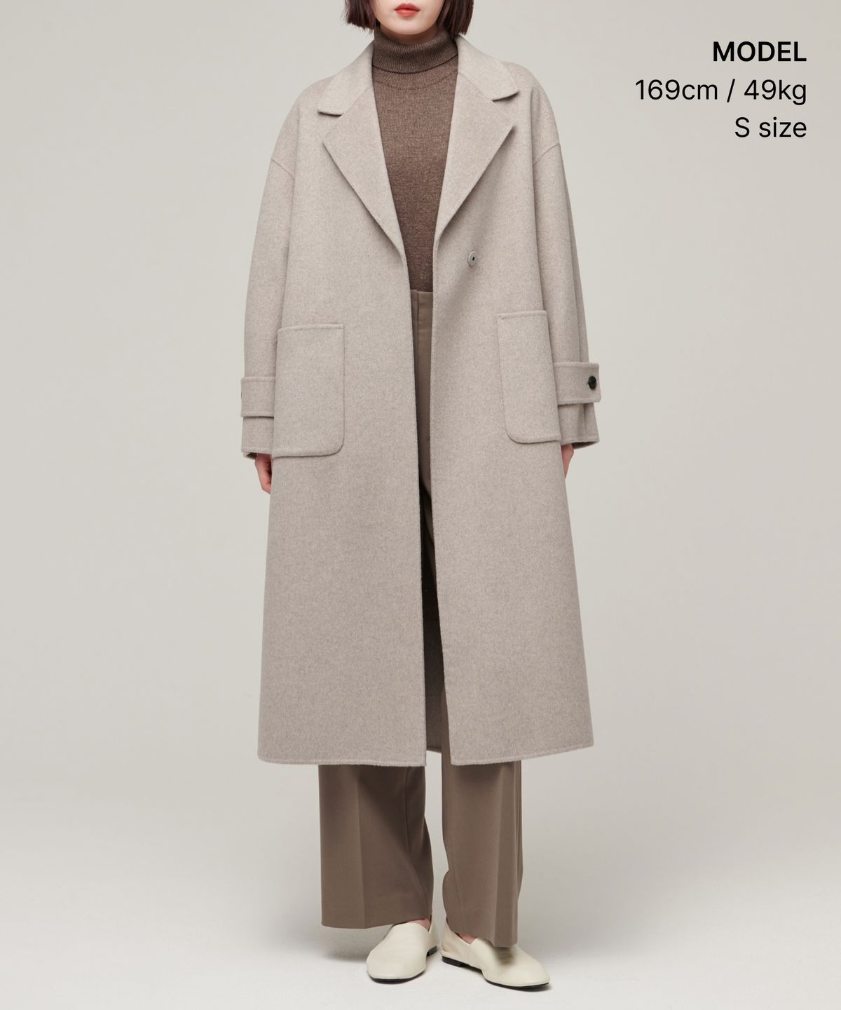 무신사 스탠다드 우먼(MUSINSA STANDARD WOMAN) 우먼즈 캐시미어 블렌드 핸드메이드 로브 코트 [오트밀]