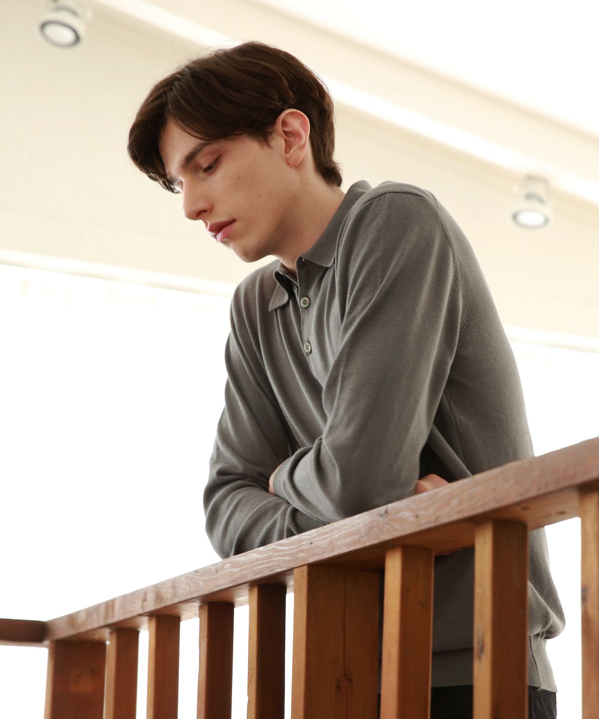 벨리프(BELLIEF) Essential Soft long sleeve polo knit (Stone Grey)
